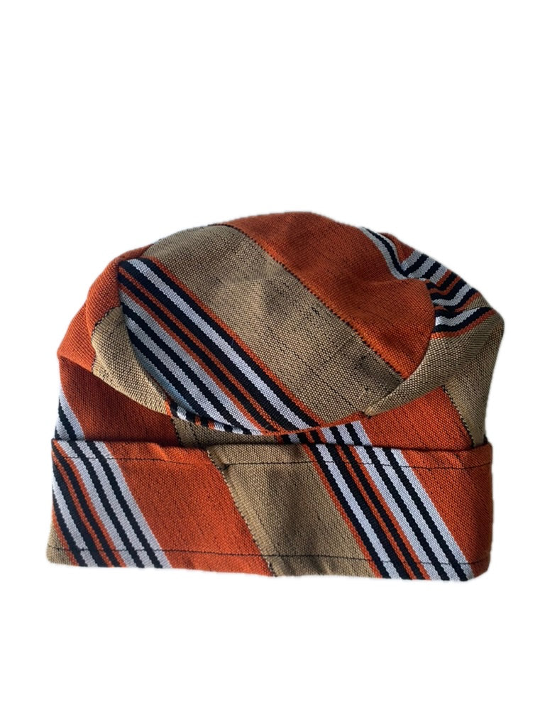 Brown & Orange Yoruba Fila — Folded Base