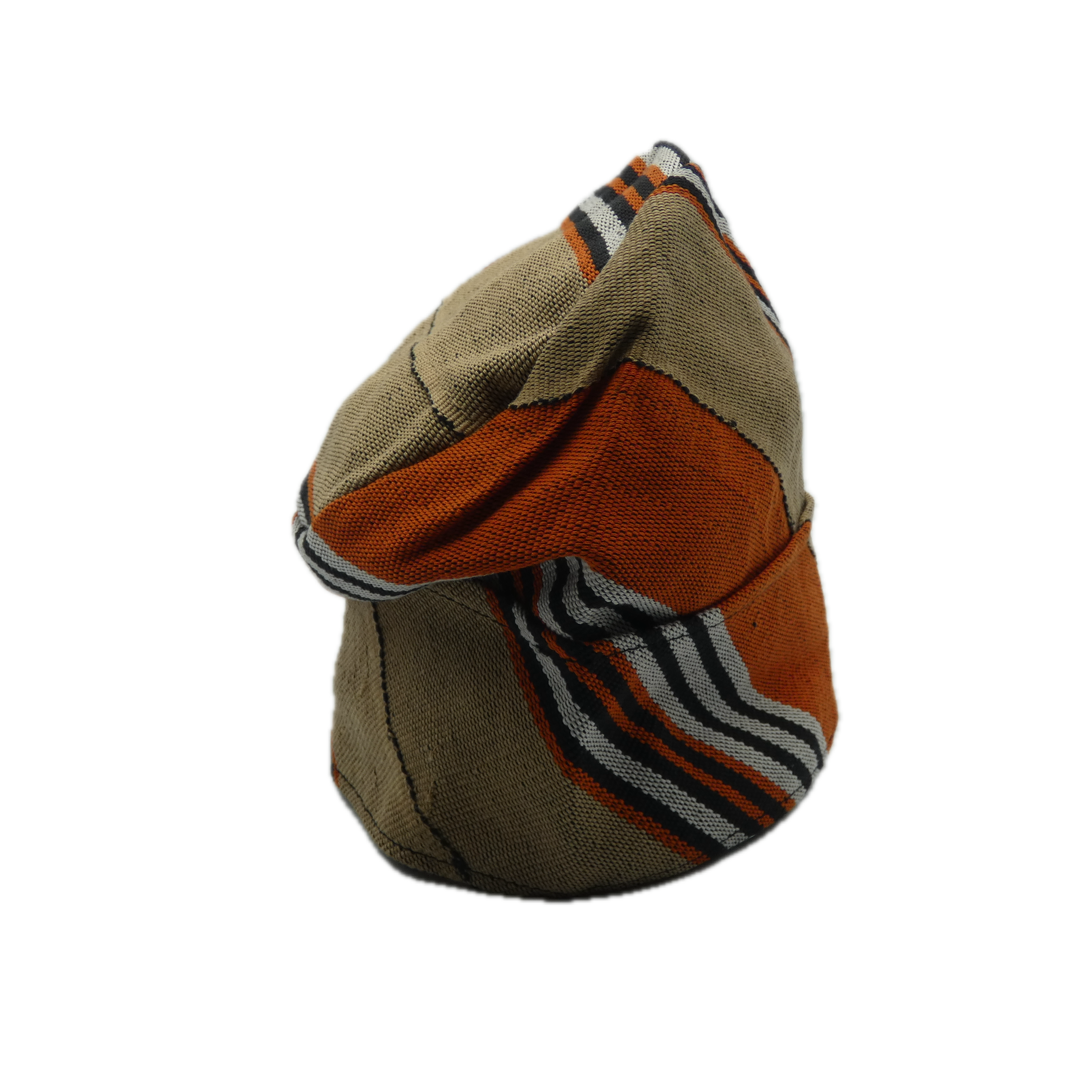 Brown & Orange Yoruba Fila — Folded Base