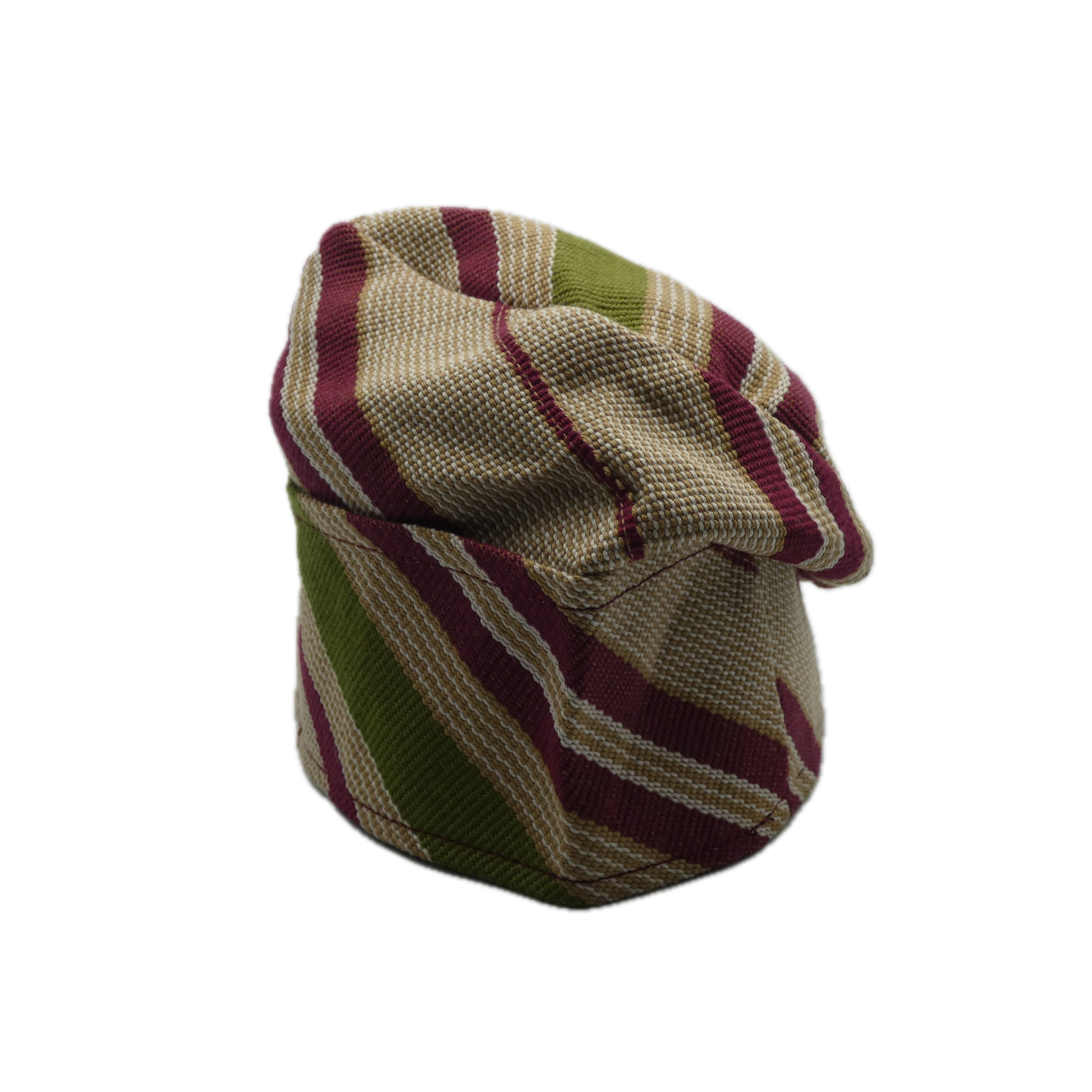 Beige & Maroon Yoruba Fila – Folded Base