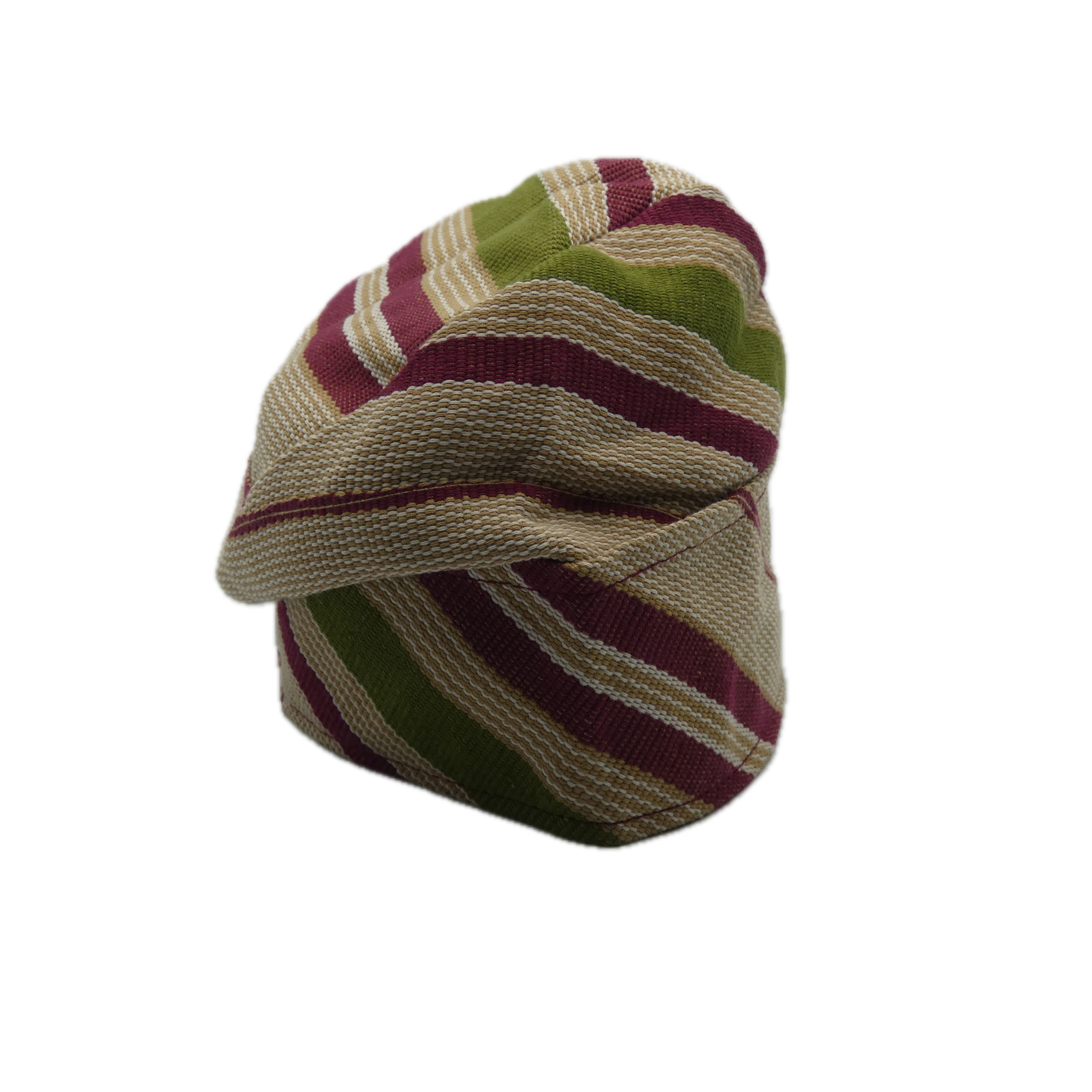 Beige & Maroon Yoruba Fila – Folded Base