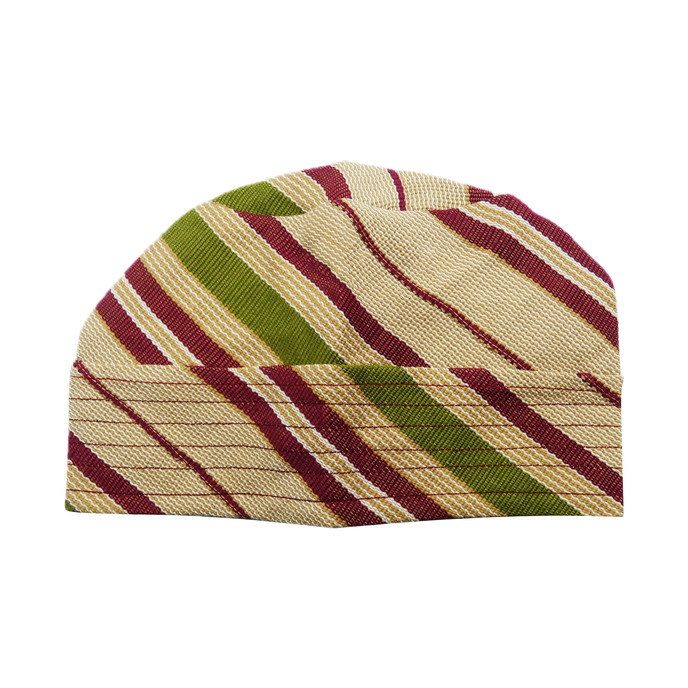 Beige Maroon Yoruba Fila – Multi-Stitch Base