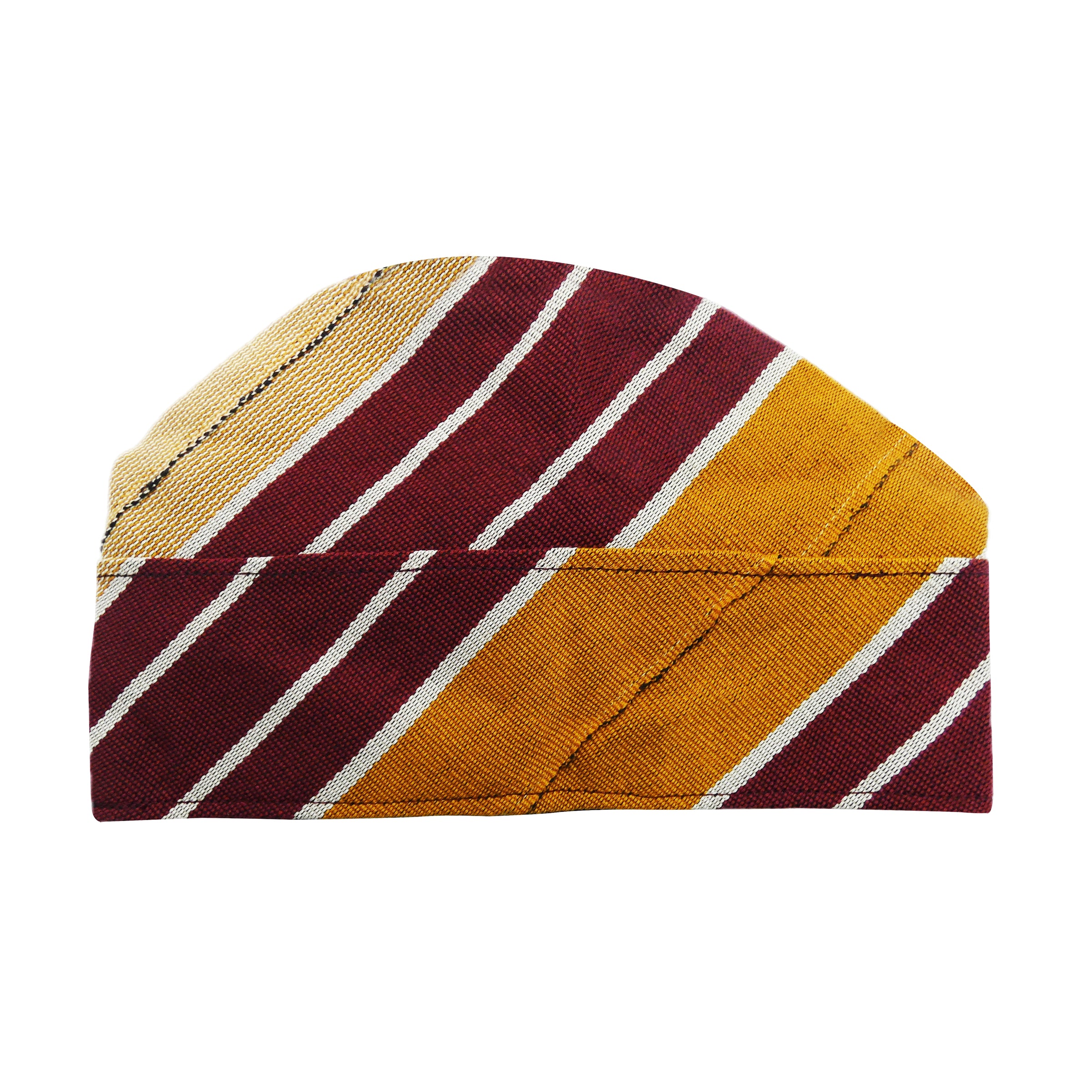 Maroon & Mustard Yoruba Fila – Folded Base