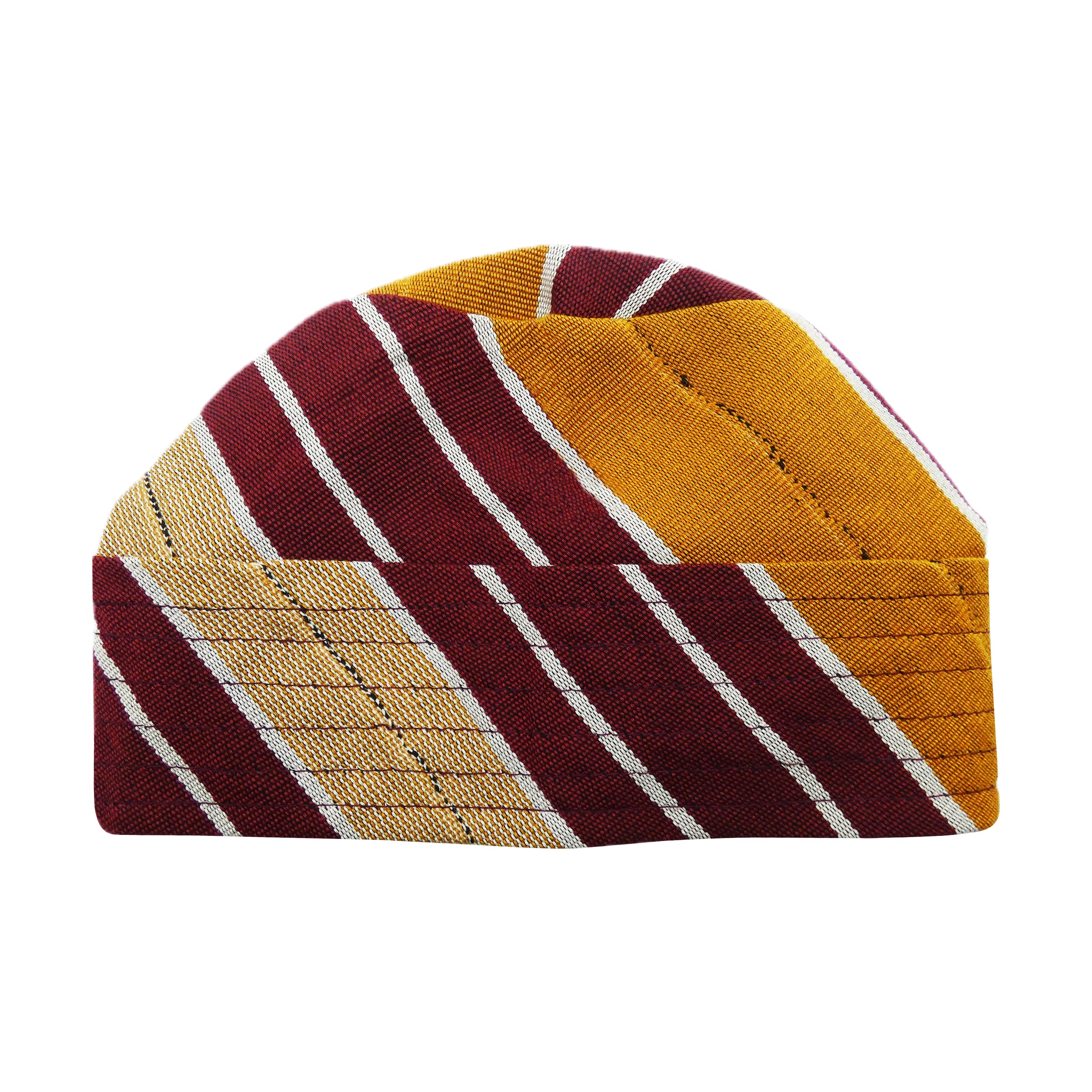 Maroon Mustard Yoruba Fila – Multi-Stitch Base
