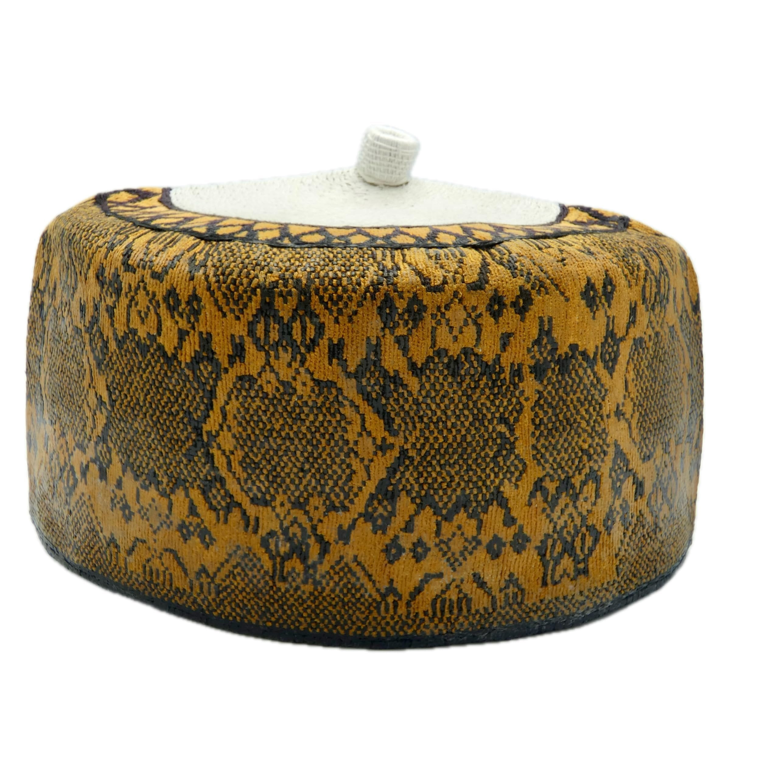 Hausa Hula Cap – Mustard & Black 008