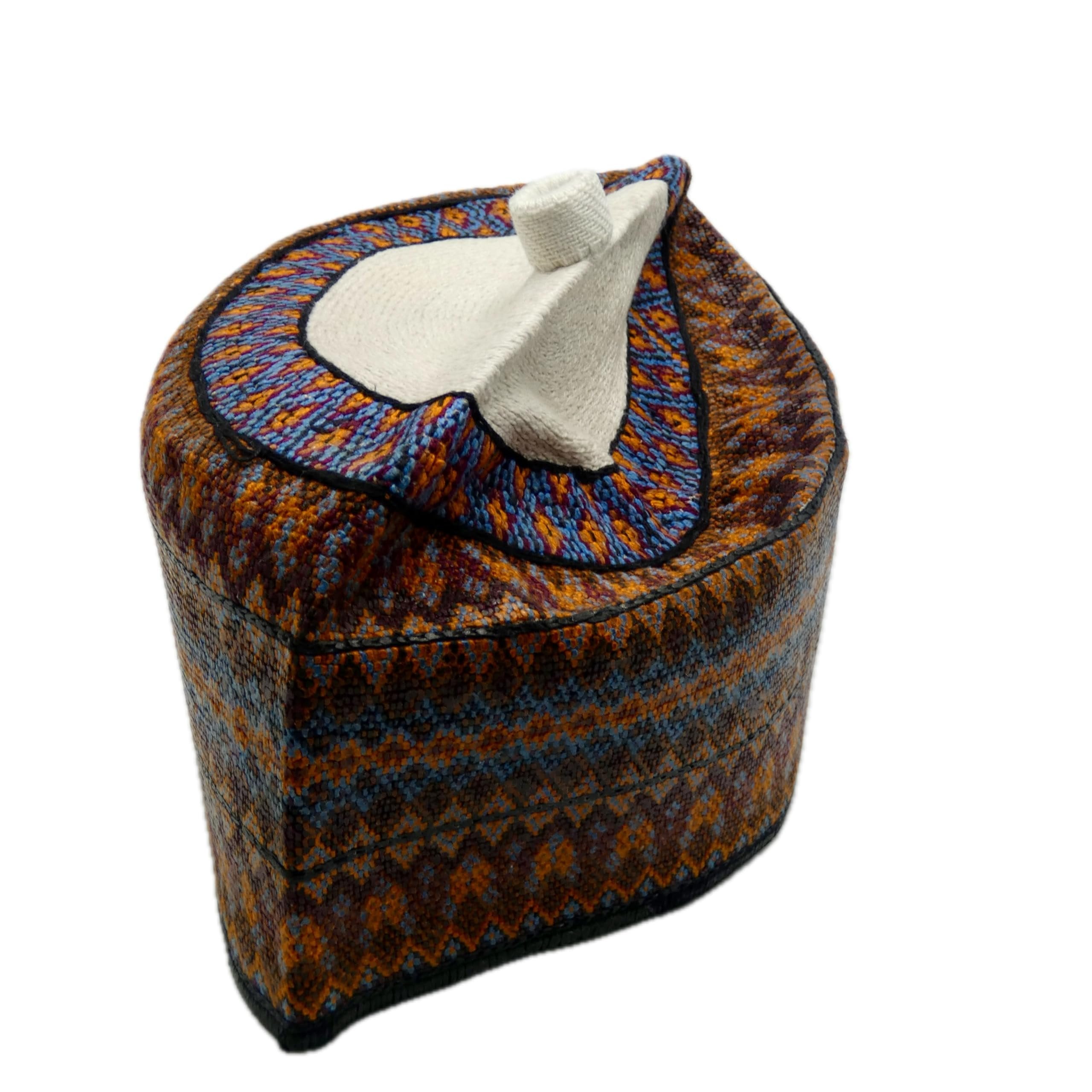 Hausa Hula Cap – Orange & Blue Diamond 022
