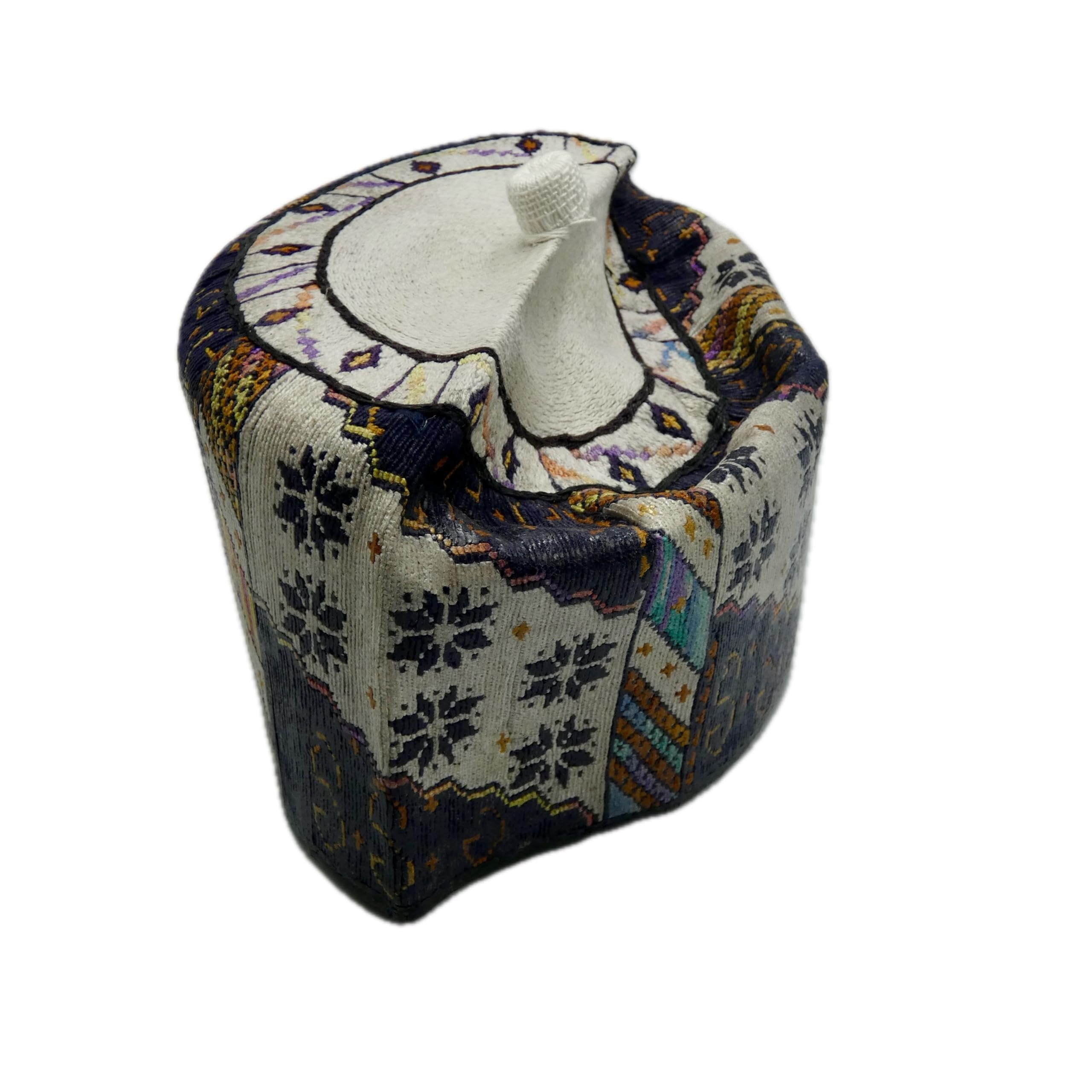 Multicolor White & Black Hausa Hula Cap 009