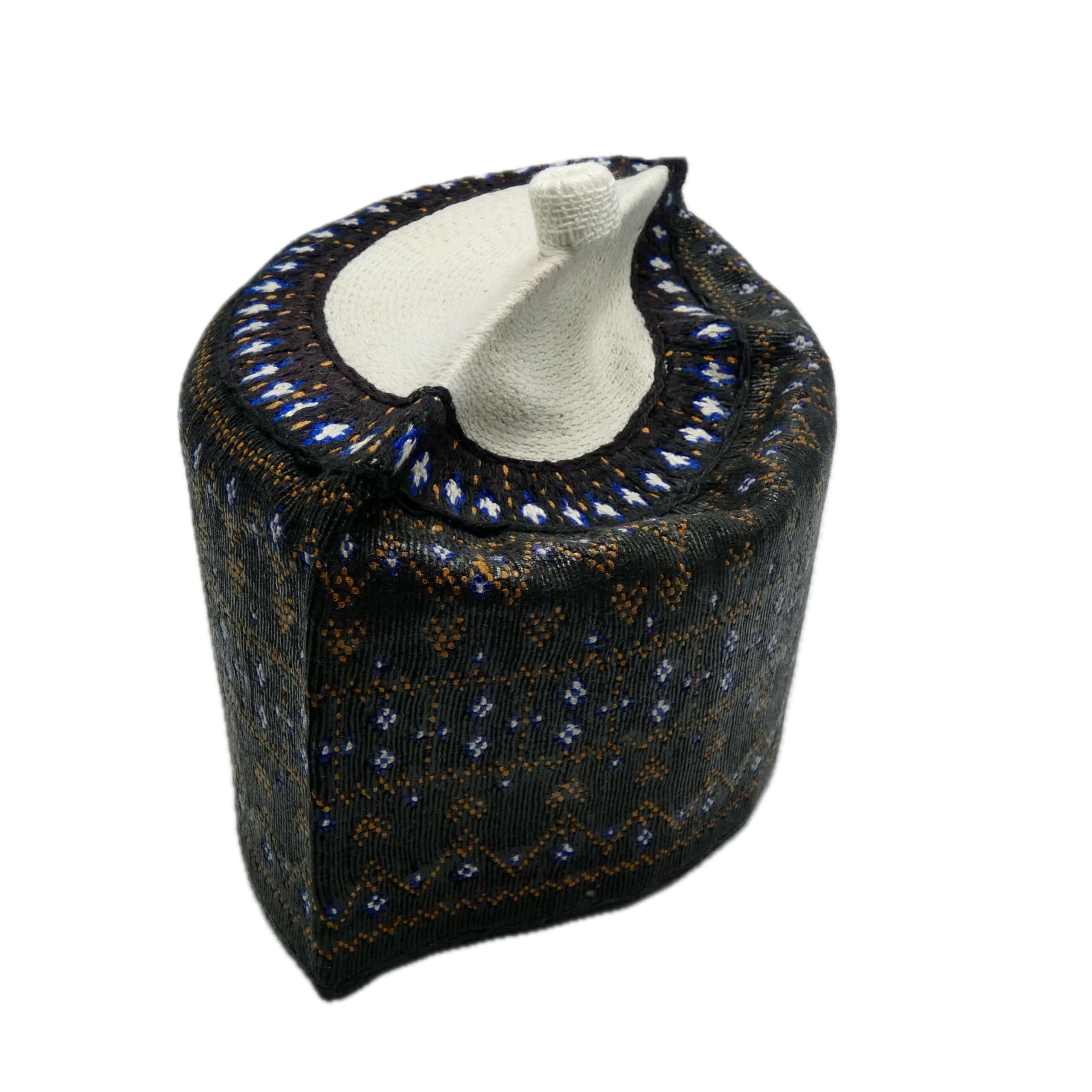 Black & Brown Hausa Hula Cap 018