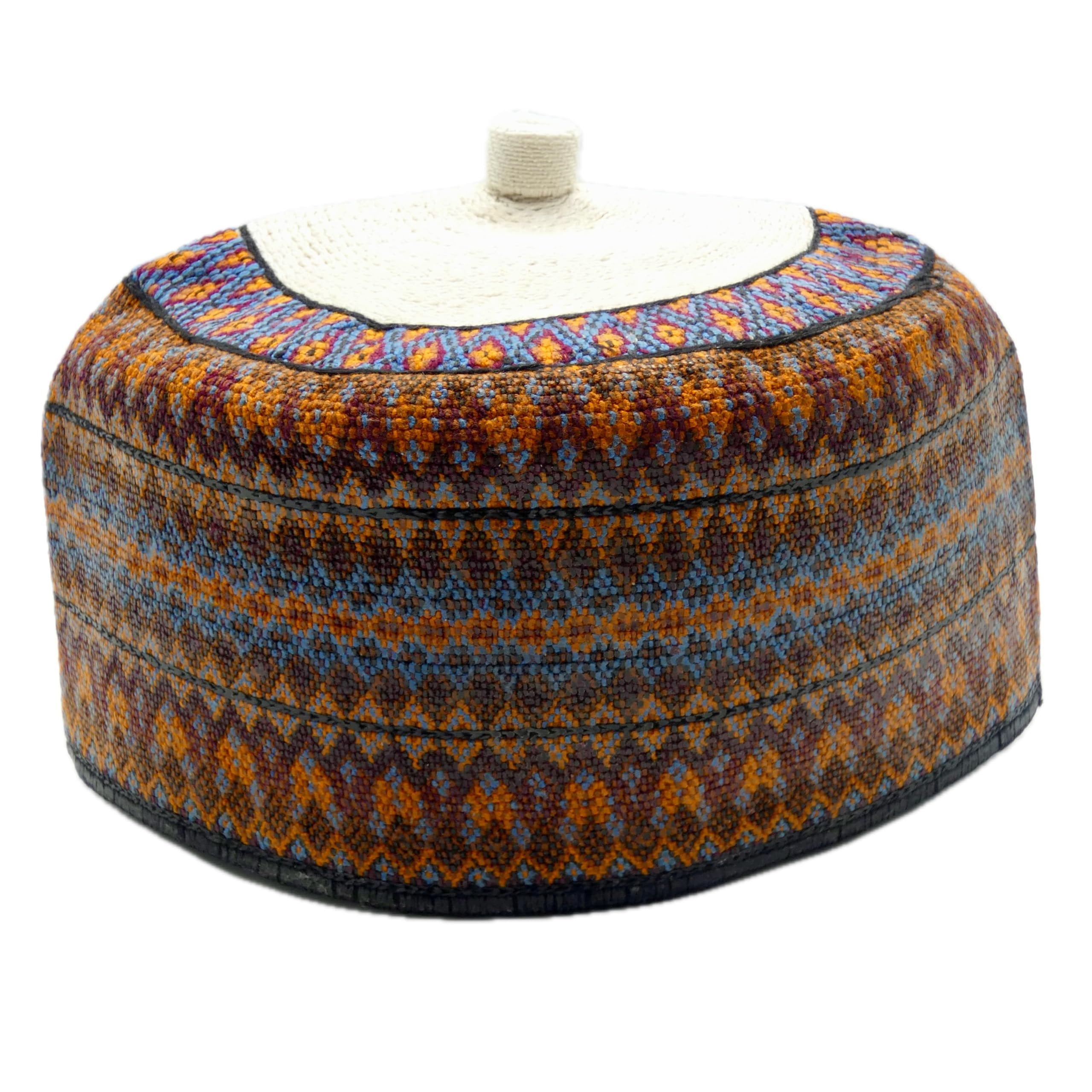 Hausa Hula Cap – Orange & Blue Diamond 022