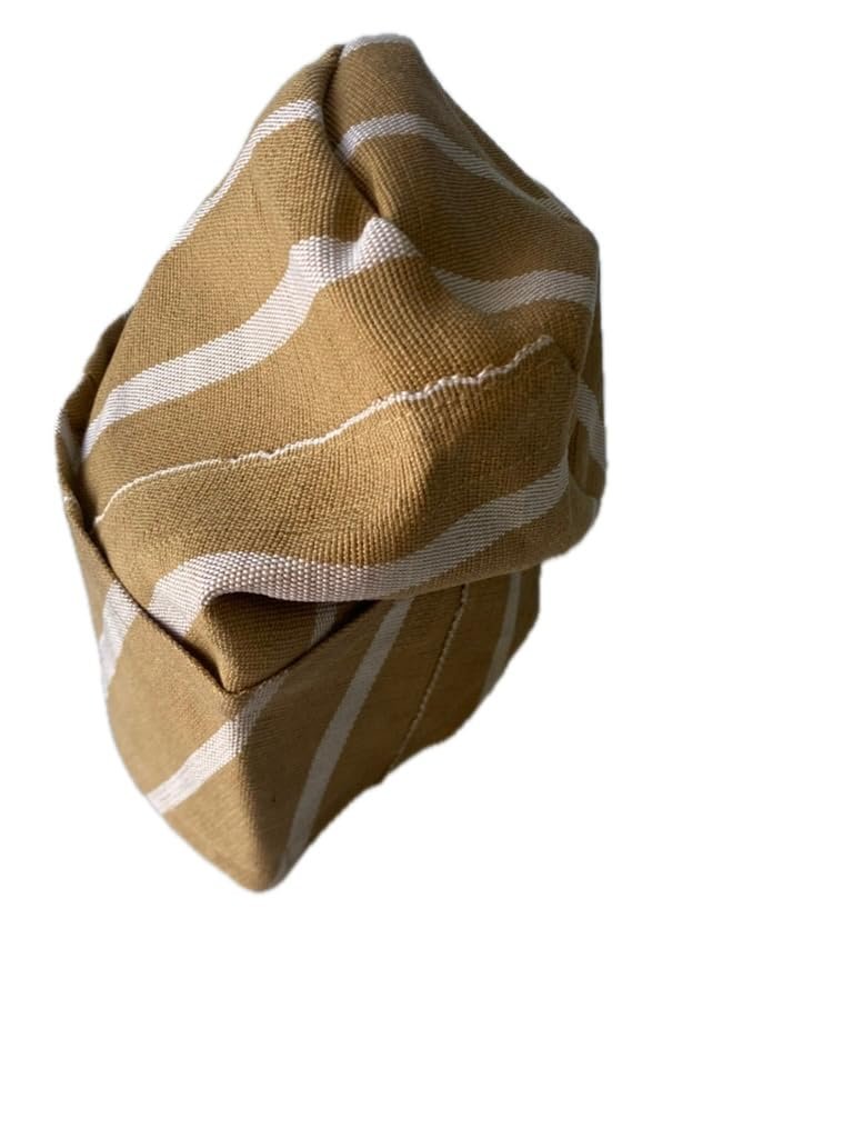 Light Brown & White Yoruba Fila - Folded Base