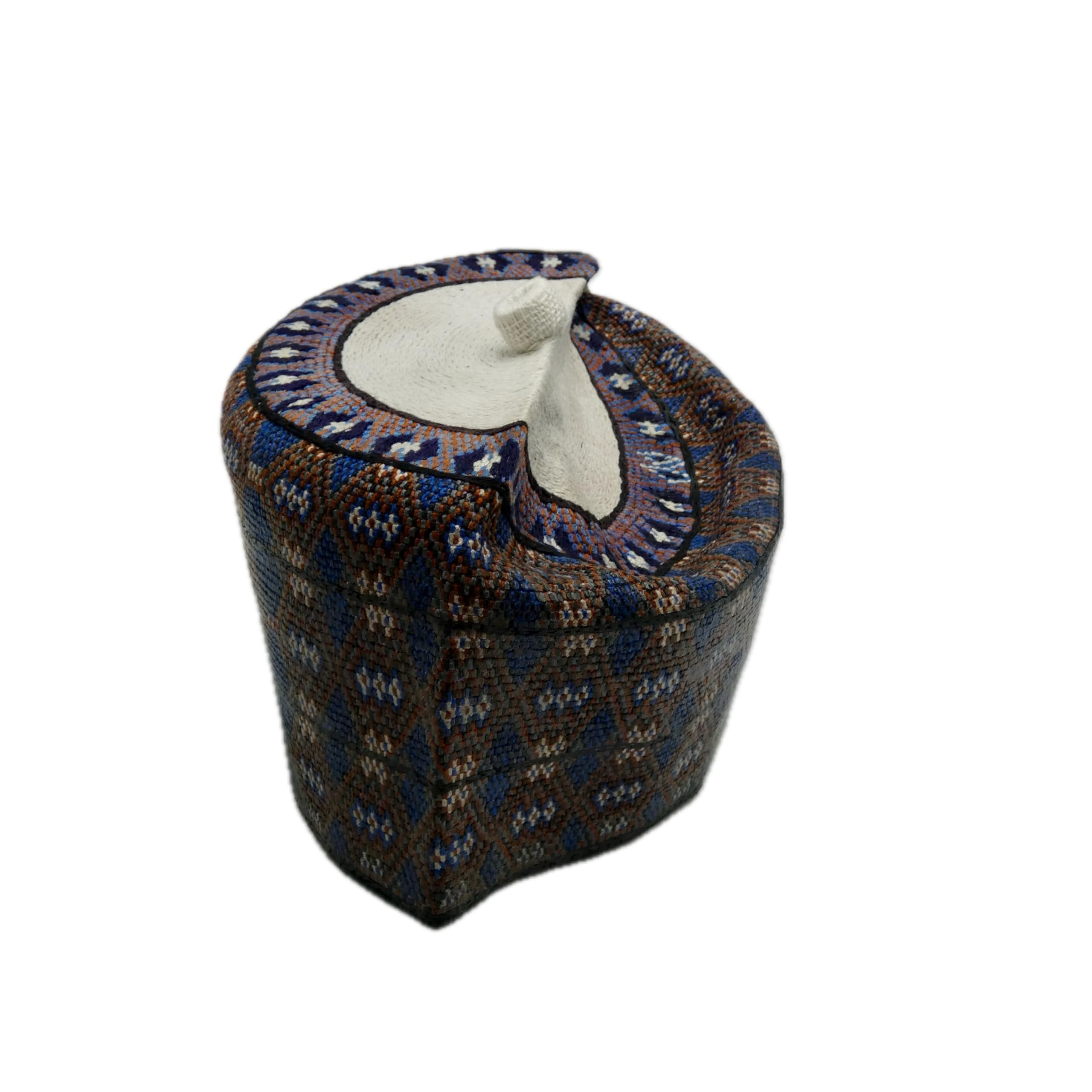 Hausa Hula Cap – Blue & Brown Diamond 010