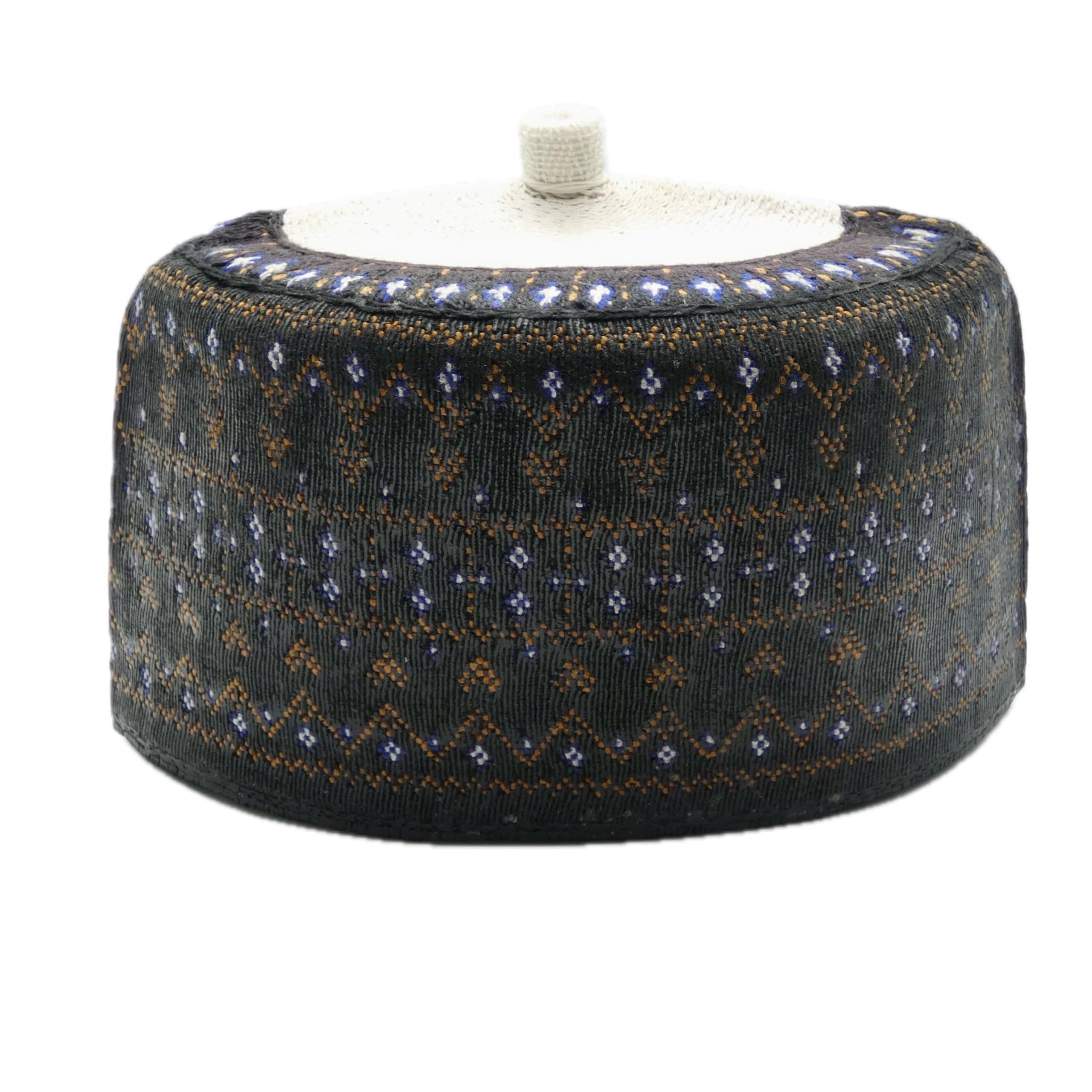 Hausa Hula Cap – Black & Brown Pattern 018