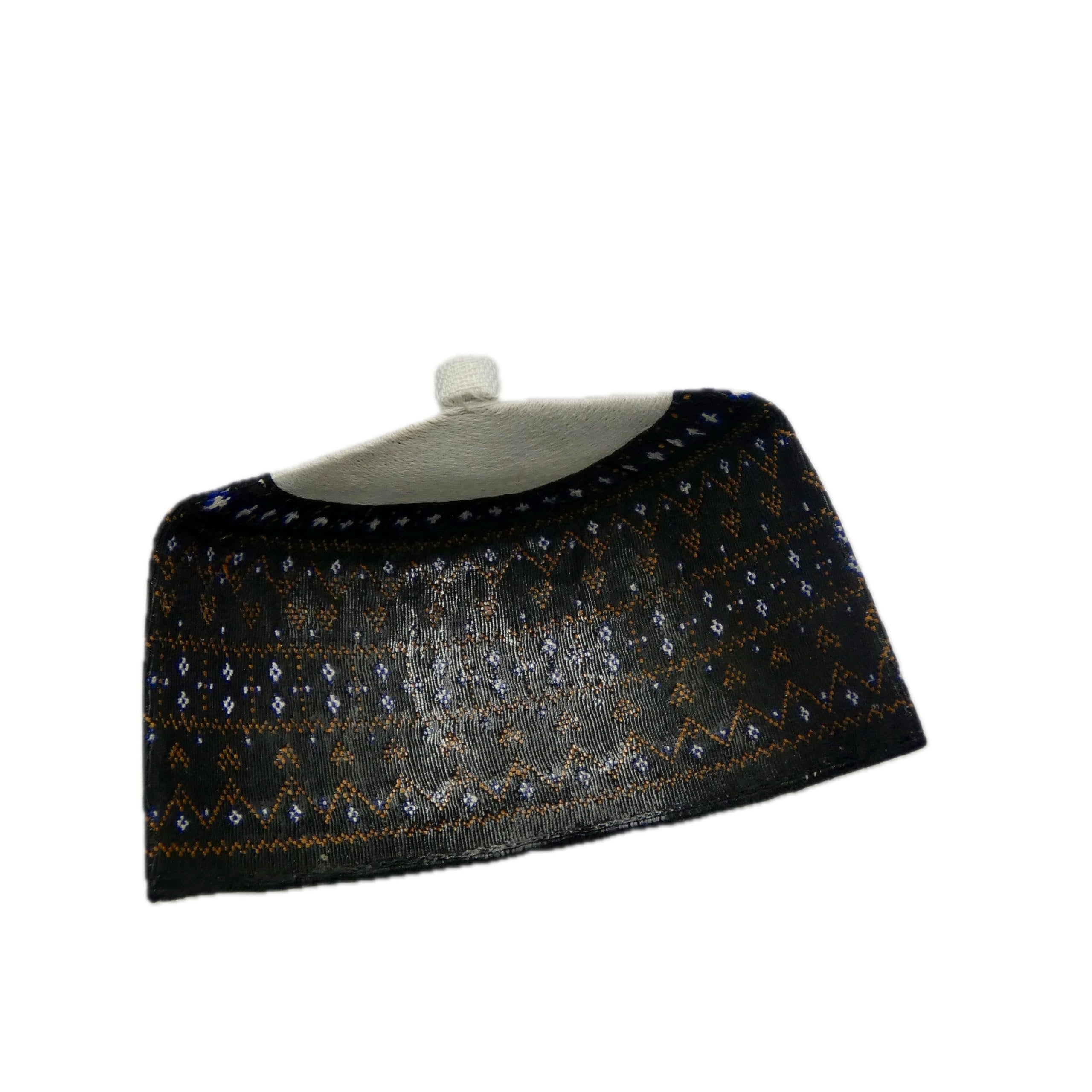 Hausa Hula Cap – Black & Brown Pattern 018