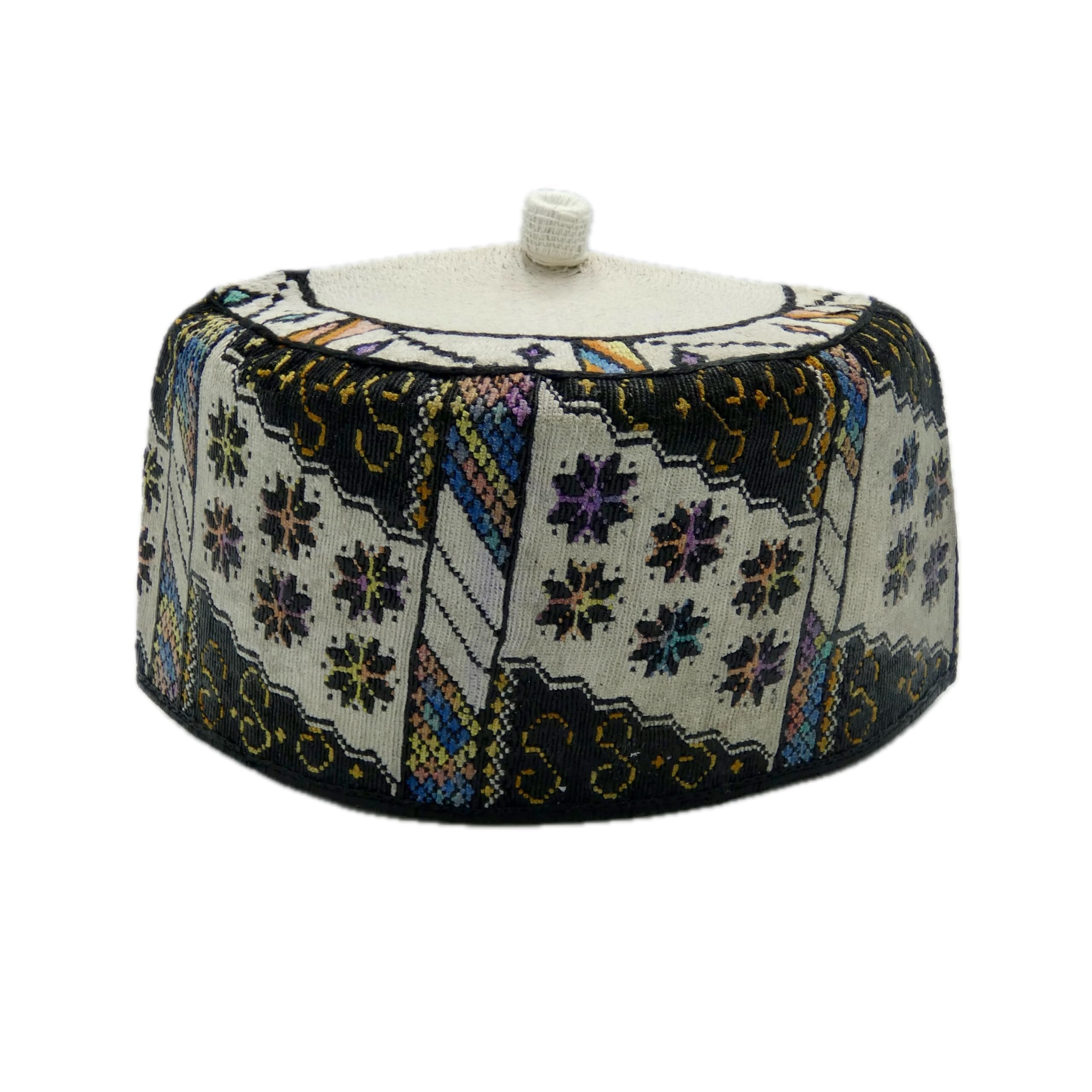 Hausa Hula Cap – White & Black 004