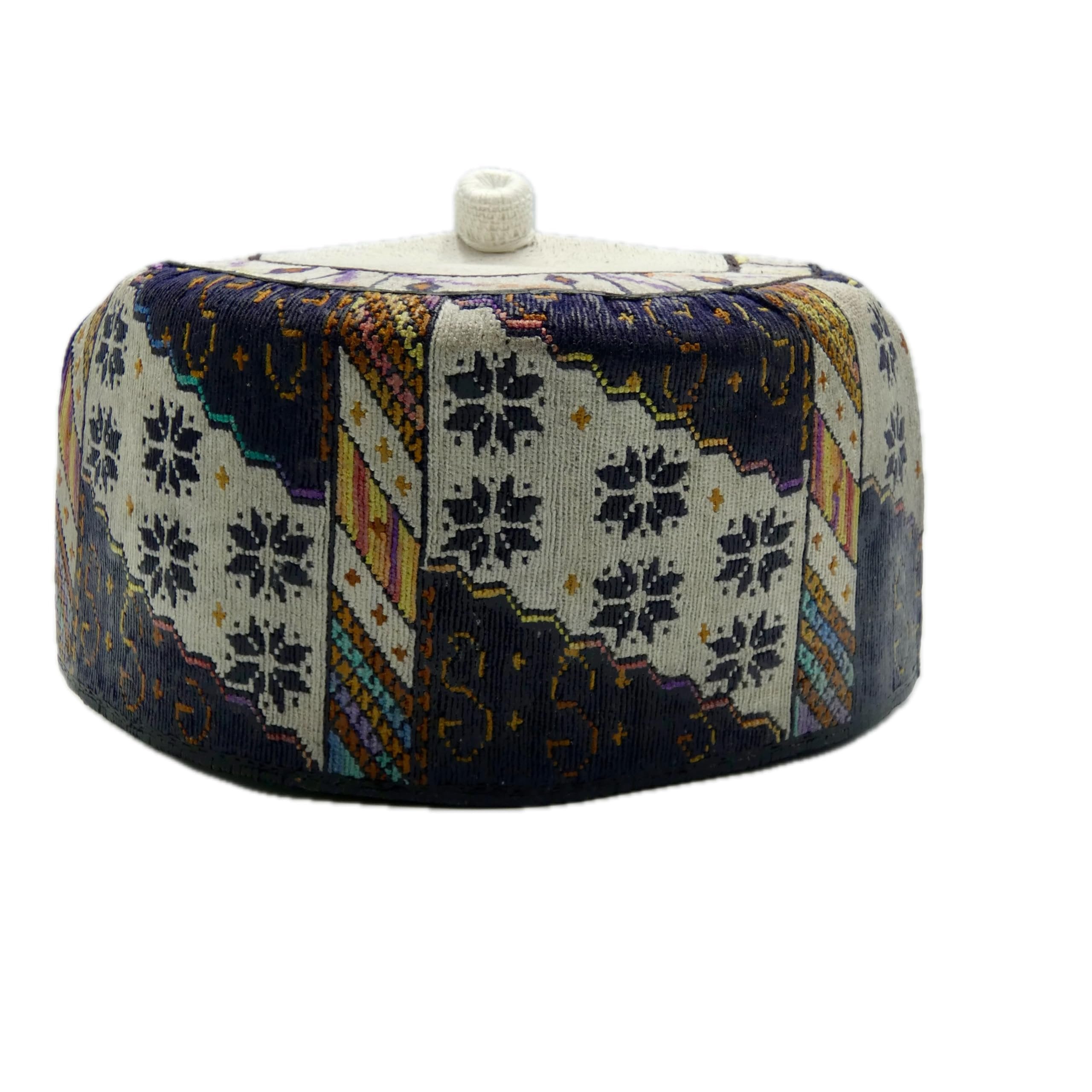 Hausa Hula Cap – Multicolor White & Black 009