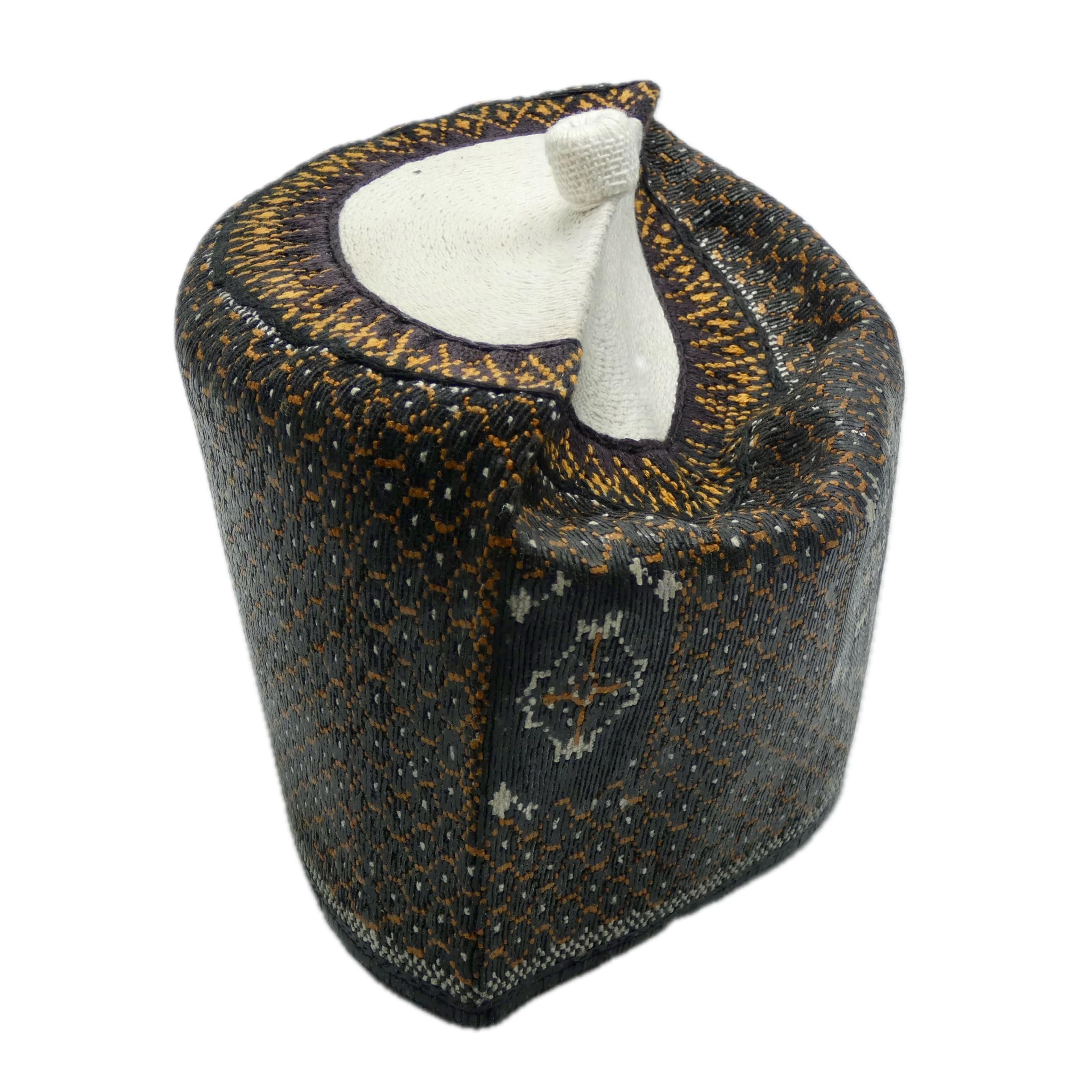 Hausa Hula Cap – Black & Brown Patterned 027