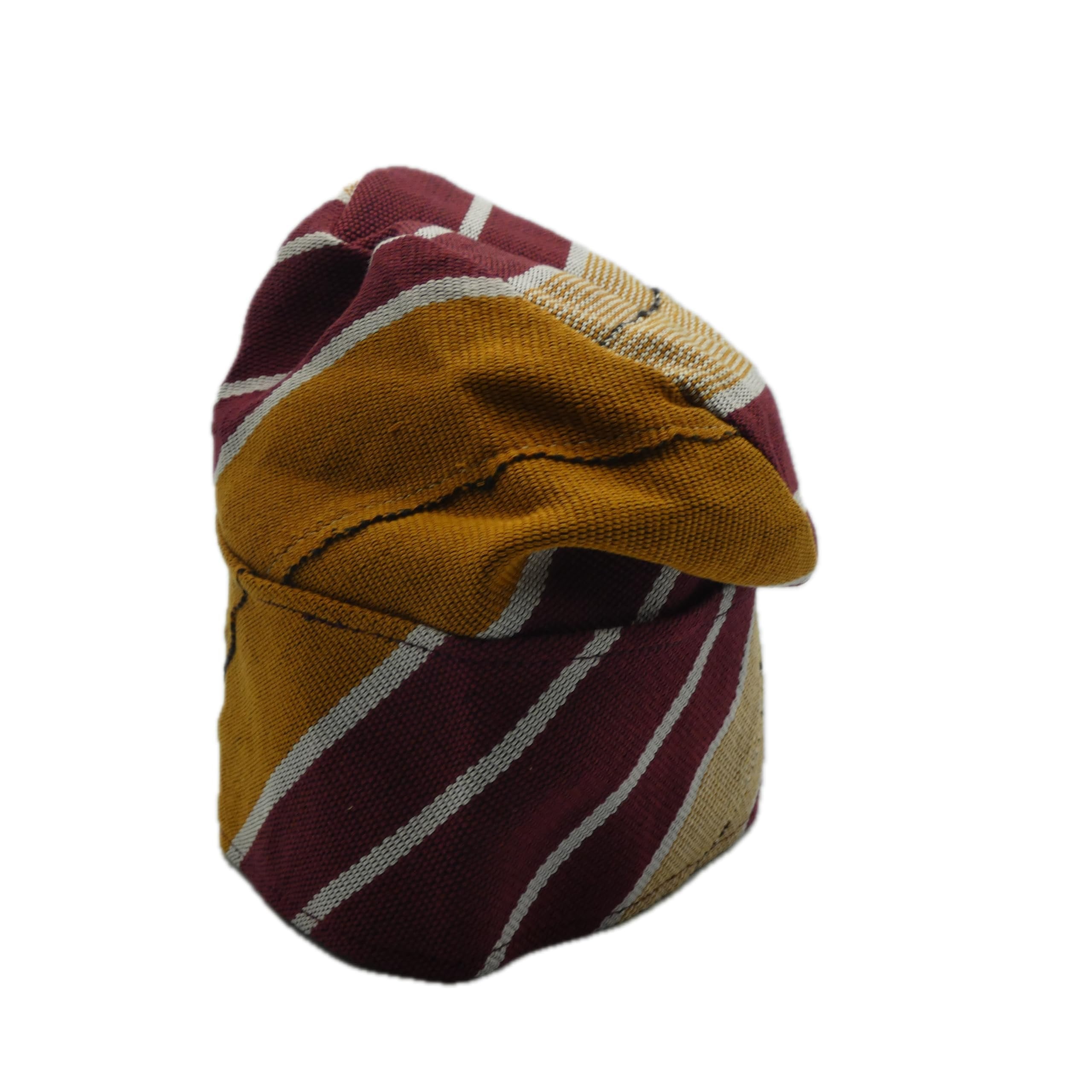 Maroon & Mustard Yoruba Fila – Folded Base