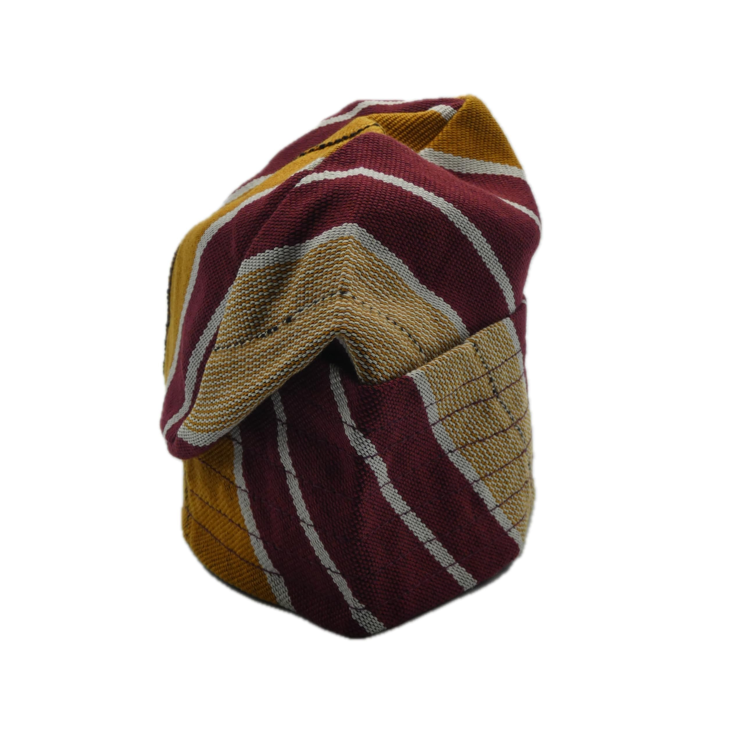 Maroon Mustard Yoruba Fila – Multi-Stitch Base