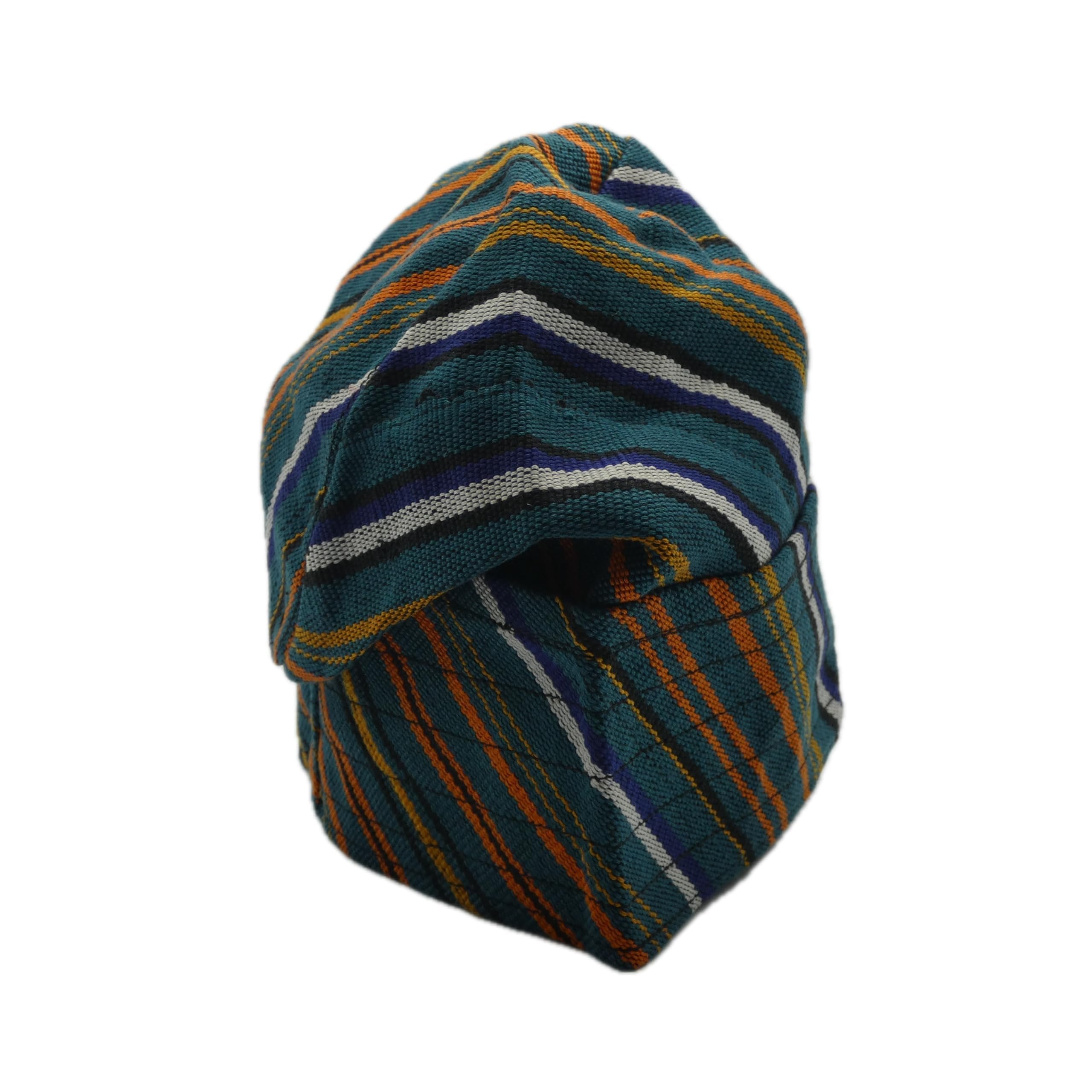 Teal Multicolour Yoruba Fila – Multi-Stitch Base