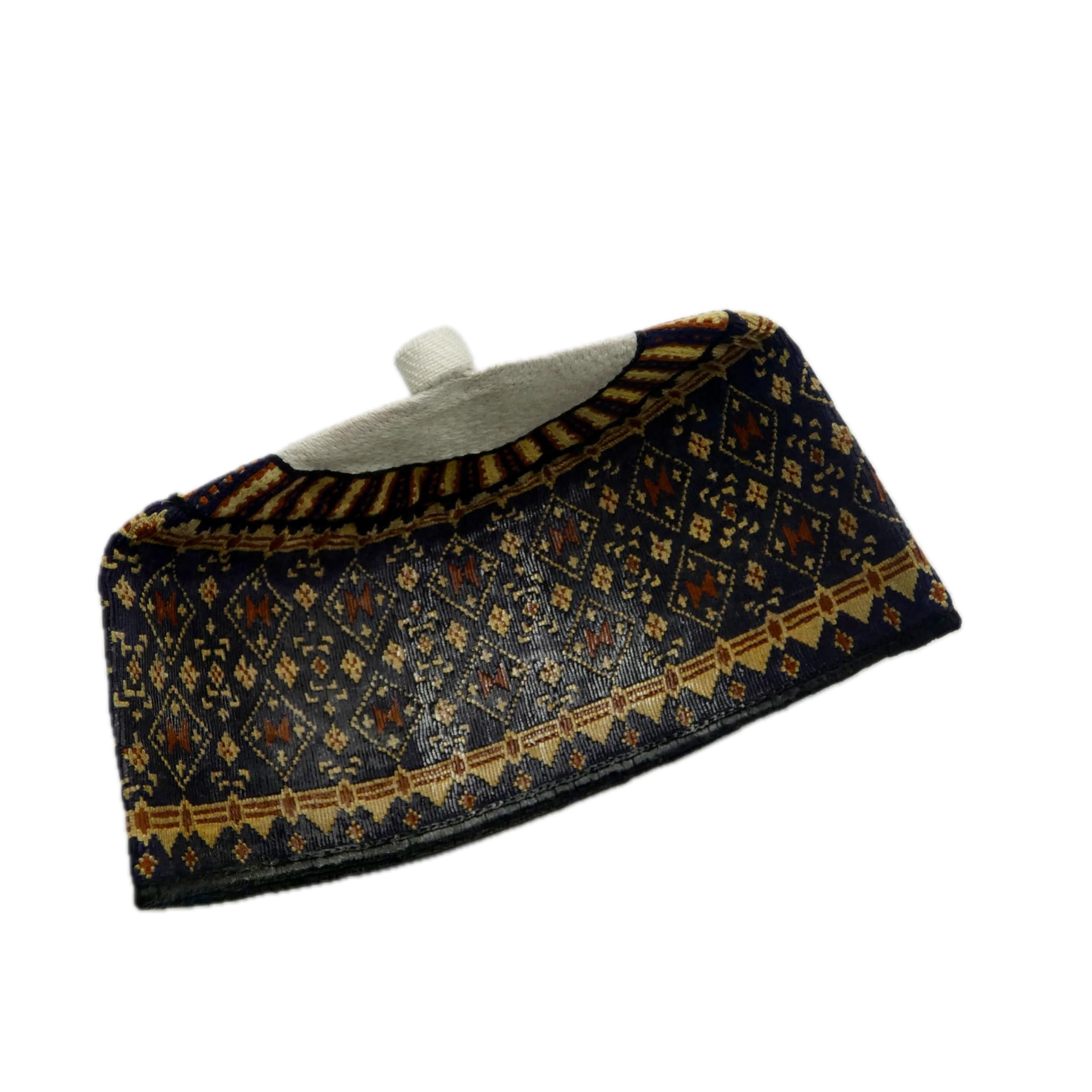 Hausa Hula Cap – Navy Blue & Gold Diamond 031