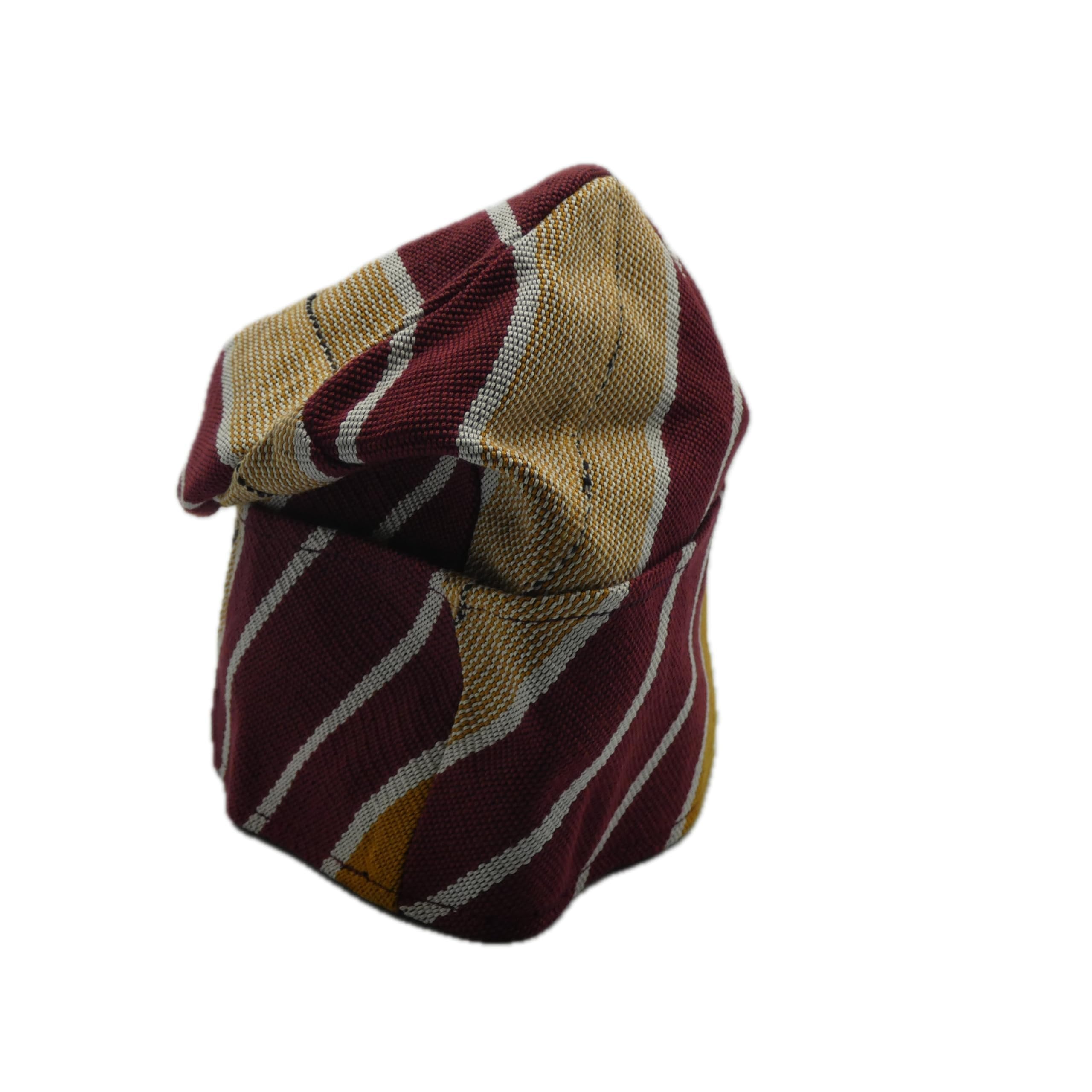 Maroon & Mustard Yoruba Fila – Folded Base