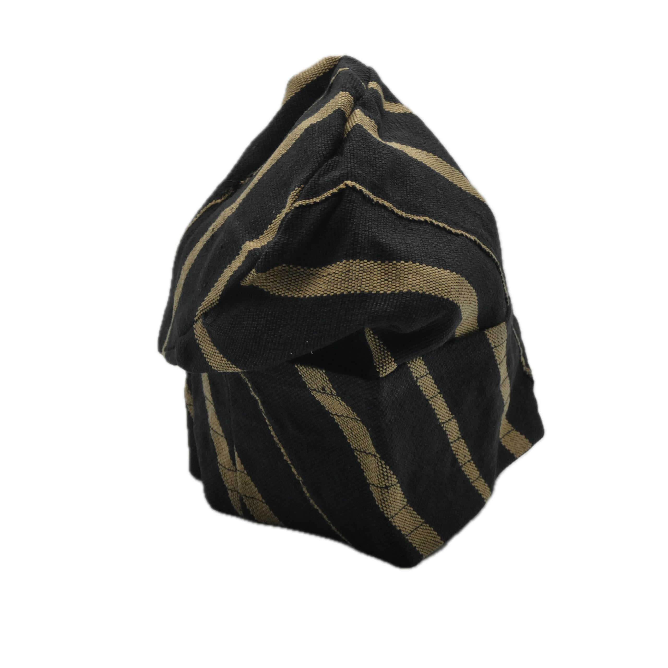 Gold & Black Striped Yoruba Fila – Multi-Stitch Base