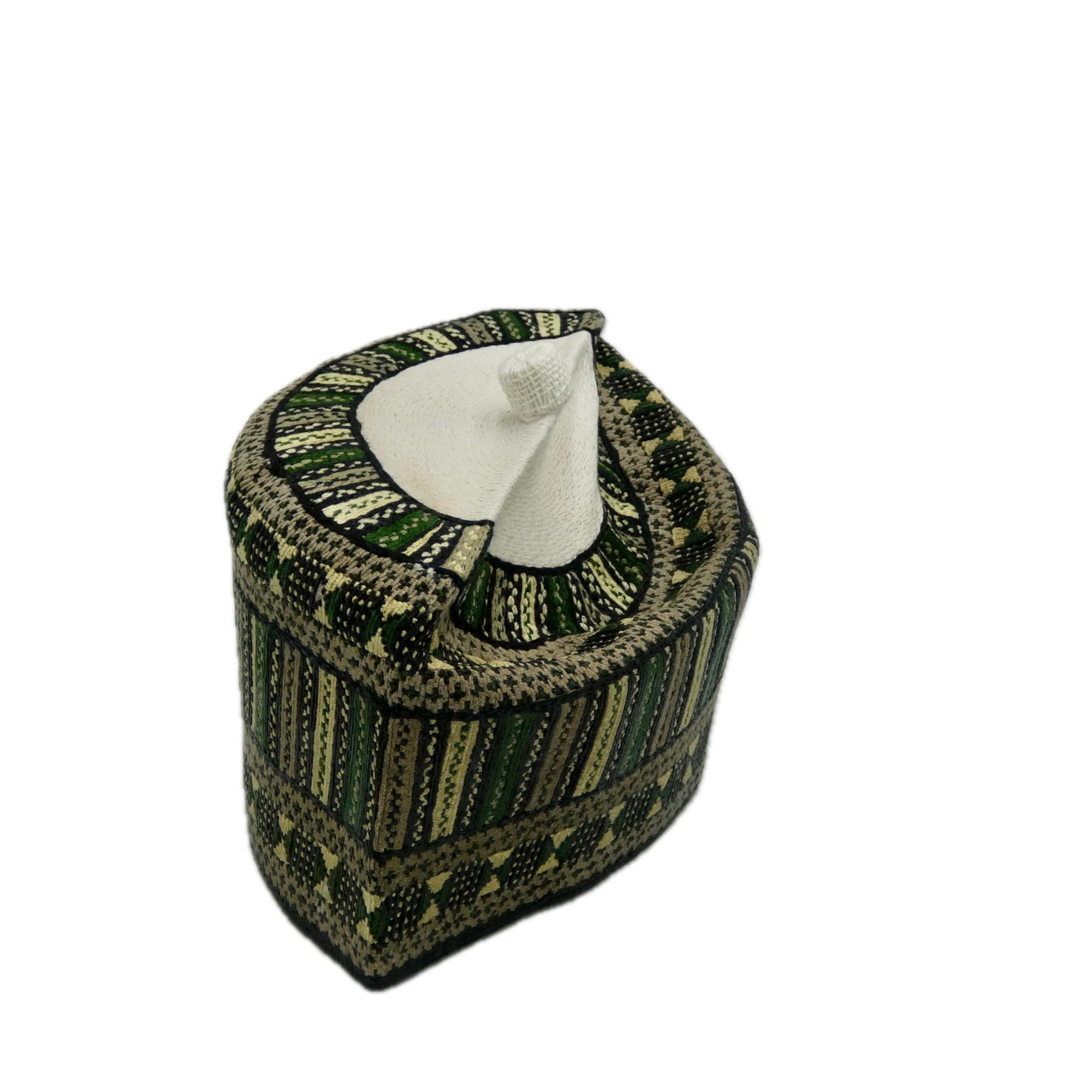 Hausa Hula Cap – Green & Beige 006
