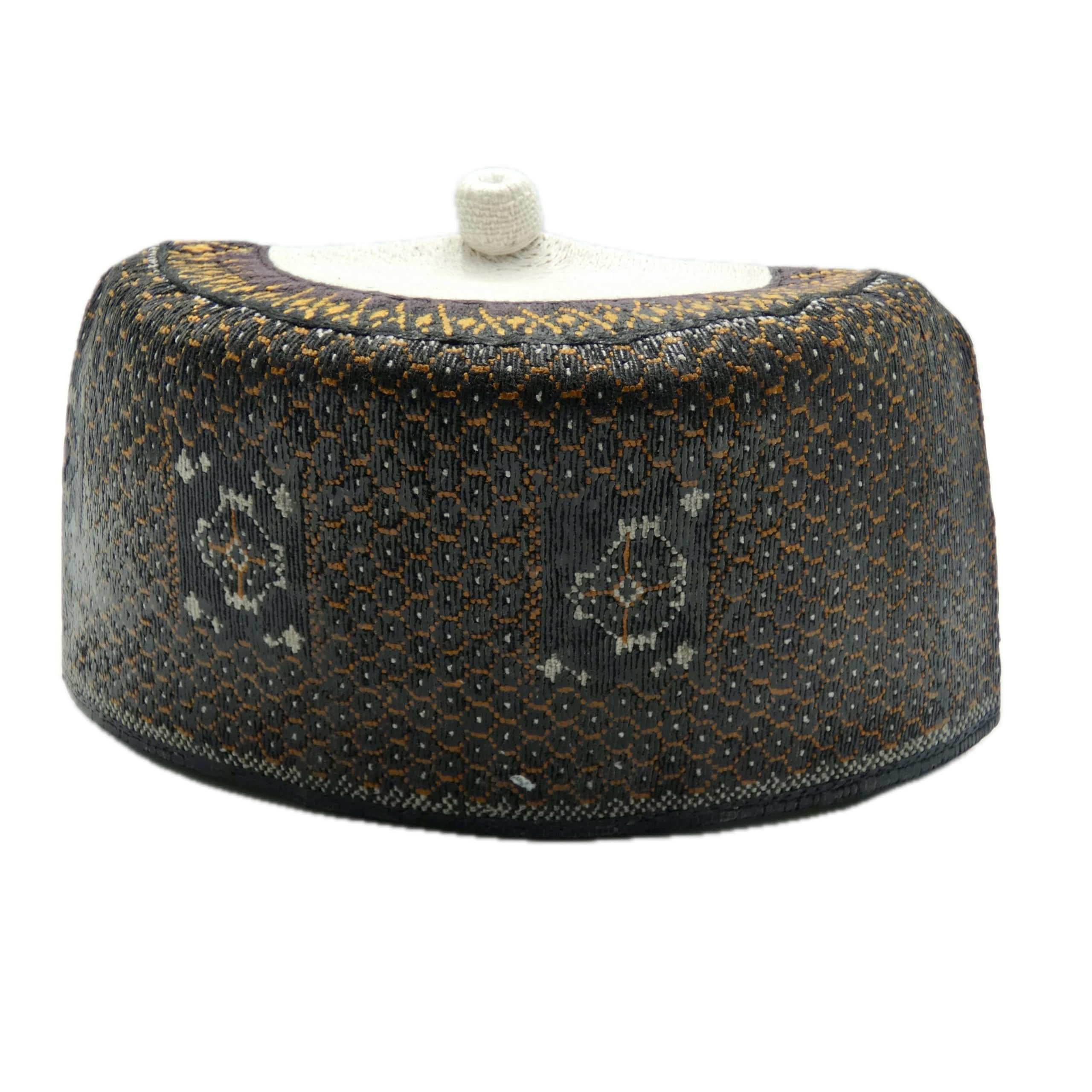 Hausa Hula Cap – Black & Brown Patterned 027