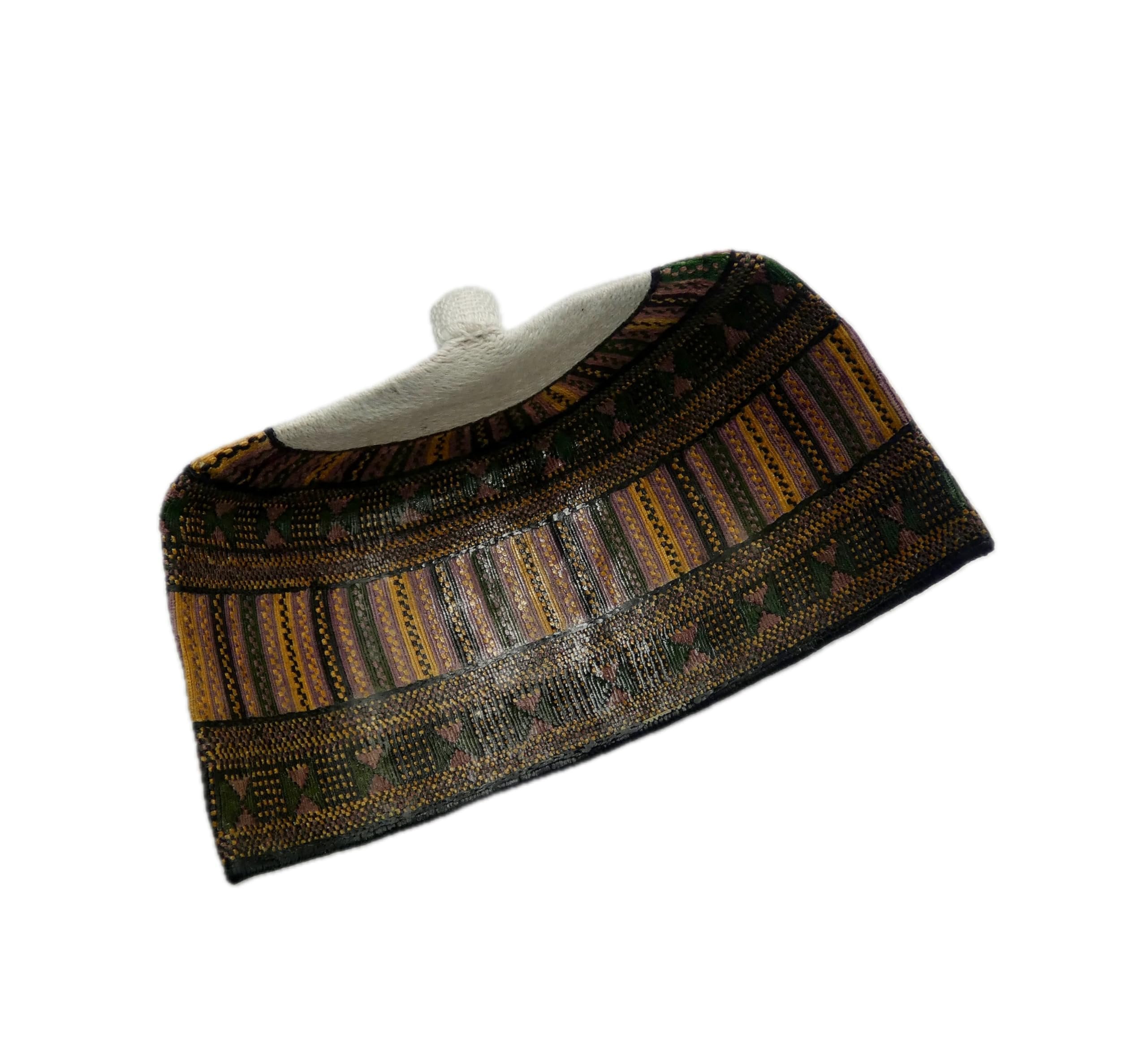 Hausa Hula Cap – Green & Gold Striped 016