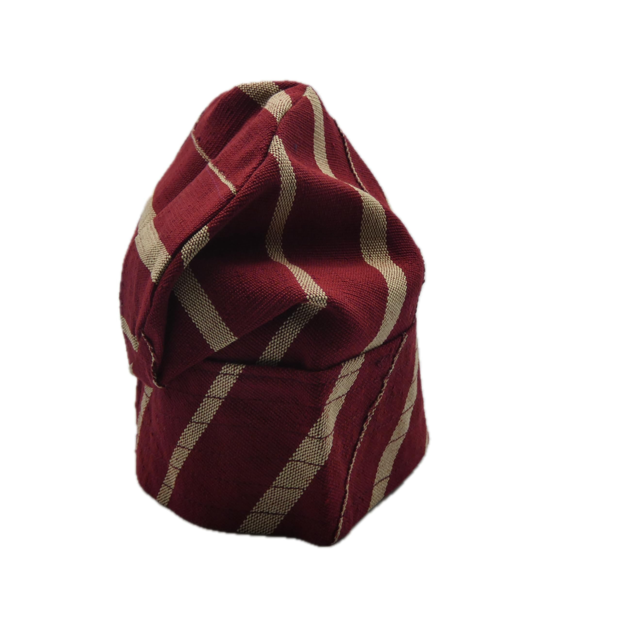 Striped Red & Gold Yoruba Fila – Multi-Stitch Base
