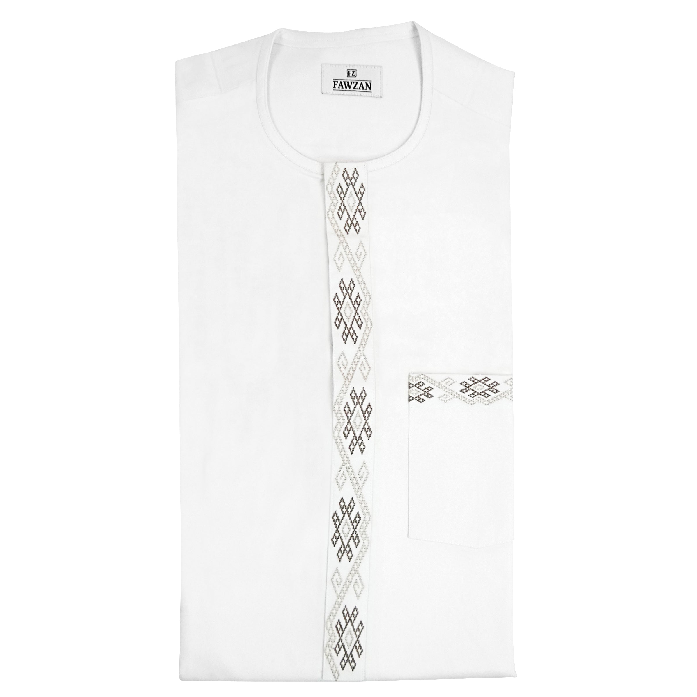 FAWZAN White Kaftan Set #Design_D041