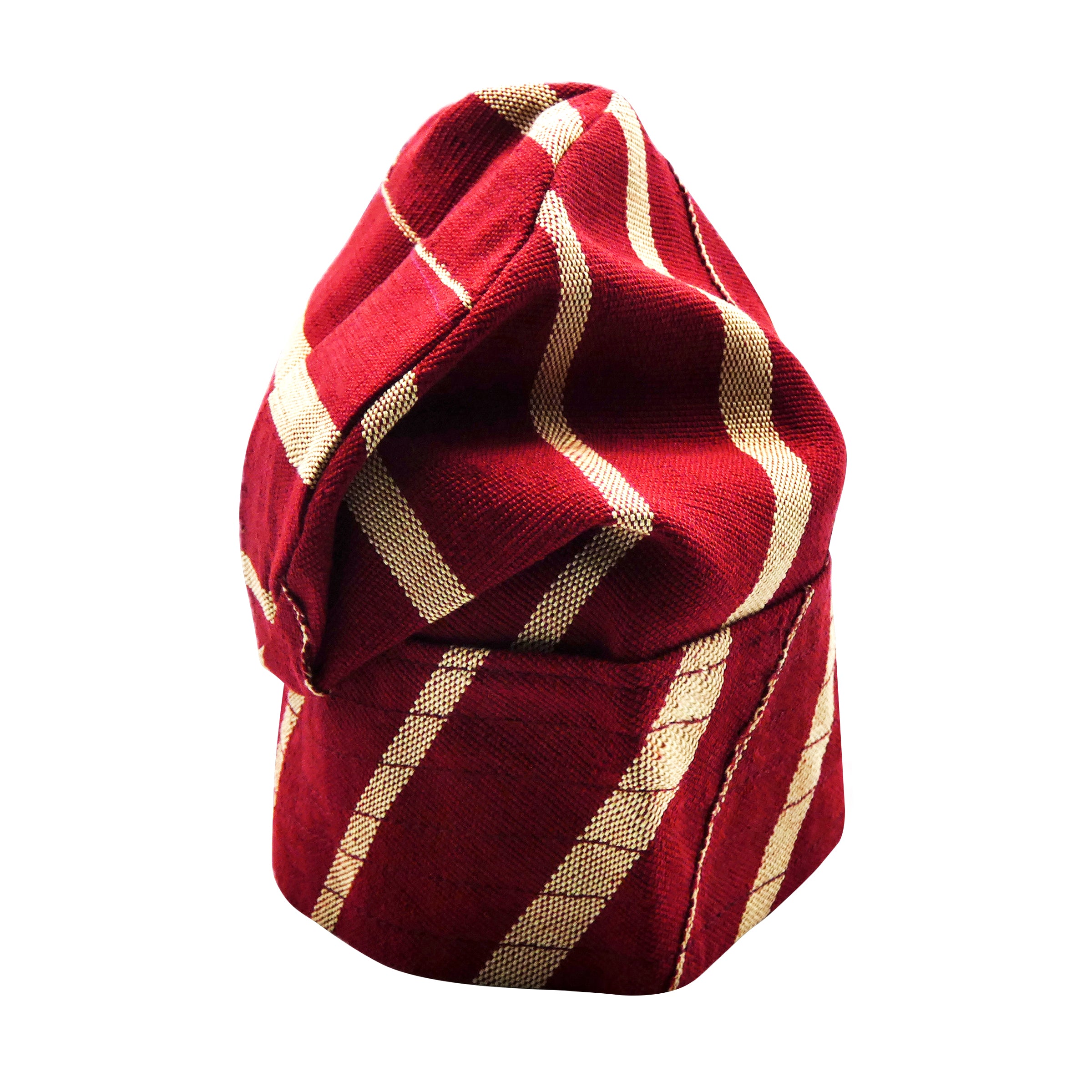Striped Red & Gold Yoruba Fila – Multi-Stitch Base