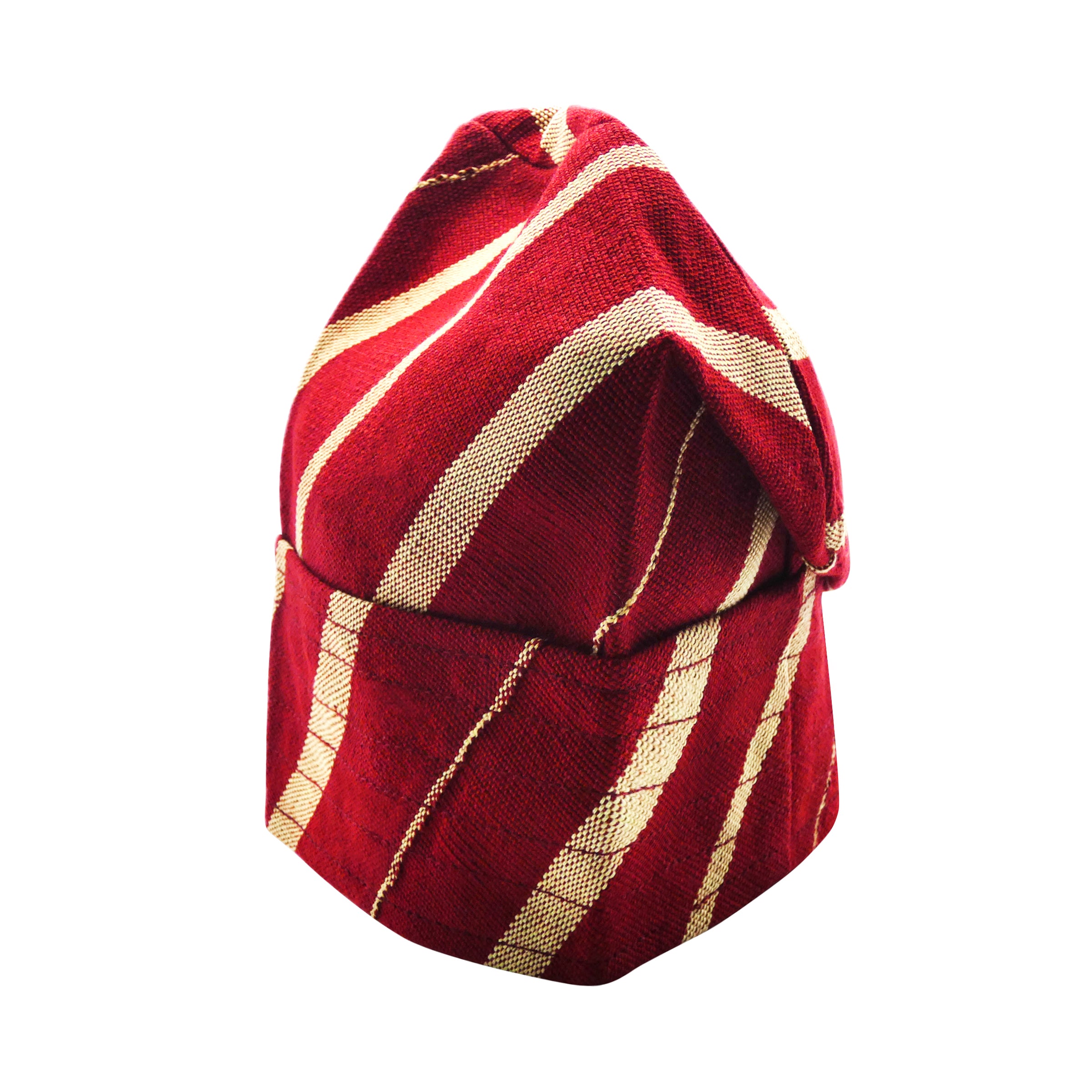 Striped Red & Gold Yoruba Fila – Multi-Stitch Base