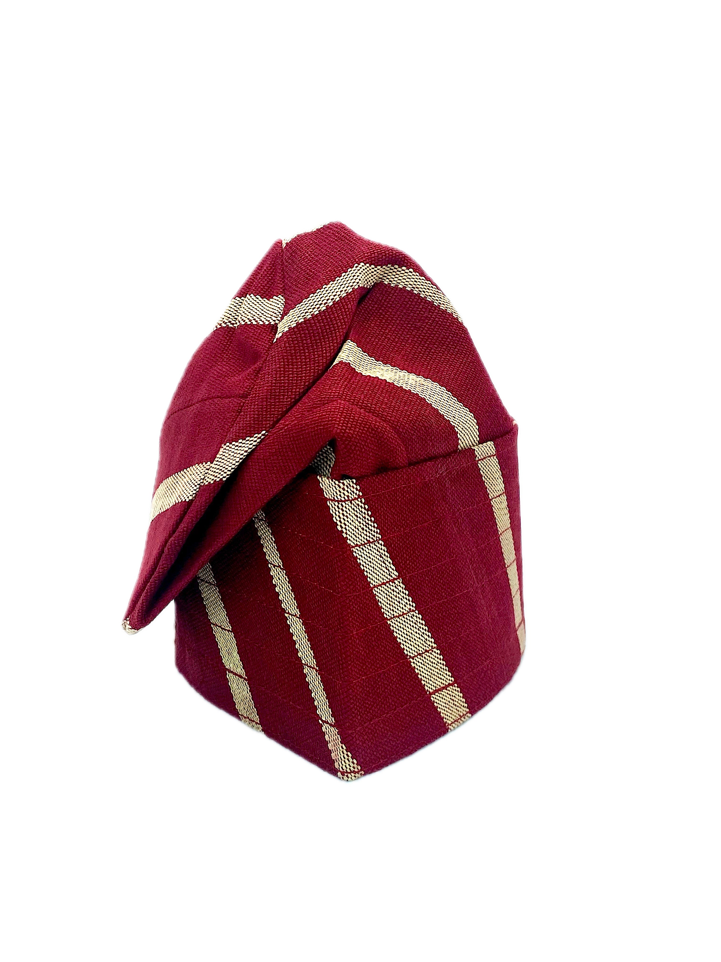 Striped Red & Gold Yoruba Fila – Multi-Stitch Base