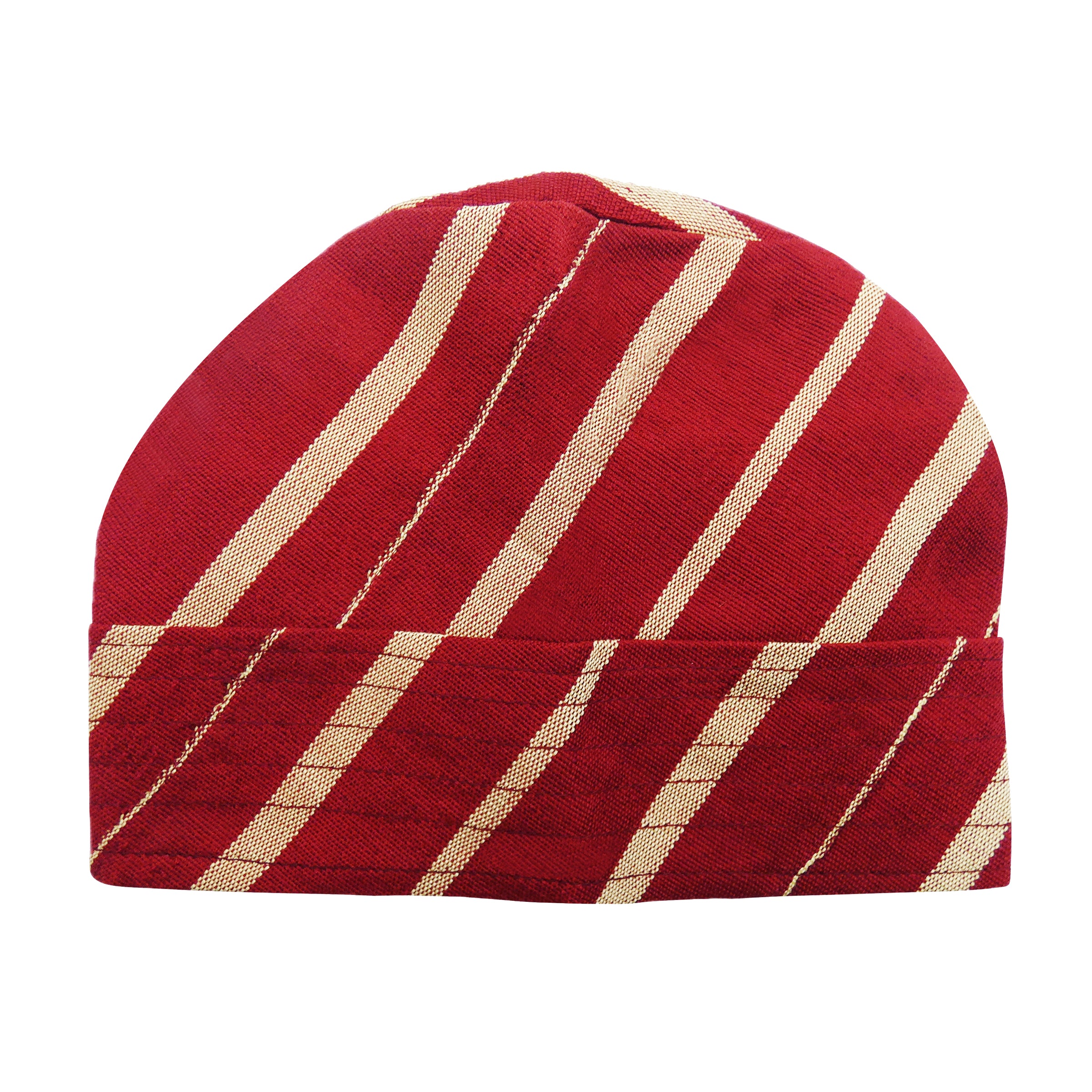 Striped Red & Gold Yoruba Fila – Multi-Stitch Base