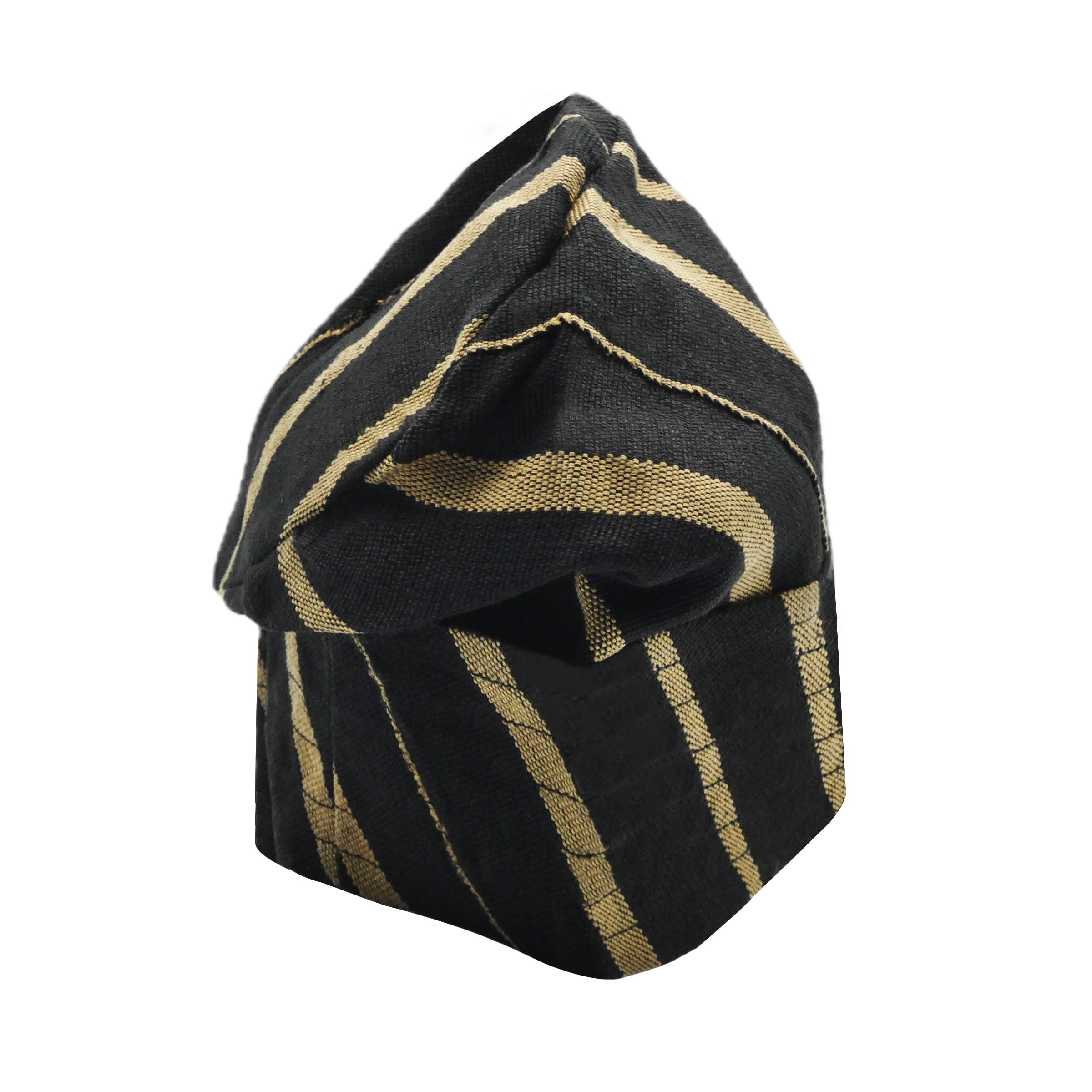 Gold & Black Striped Yoruba Fila – Multi-Stitch Base