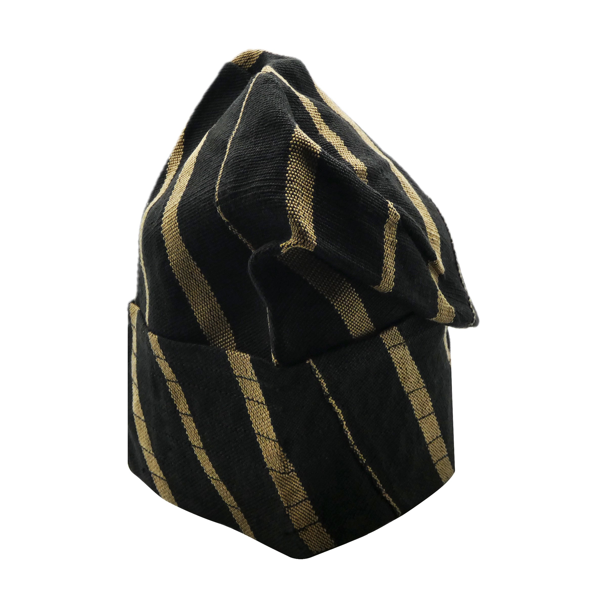 Gold & Black Striped Yoruba Fila – Multi-Stitch Base