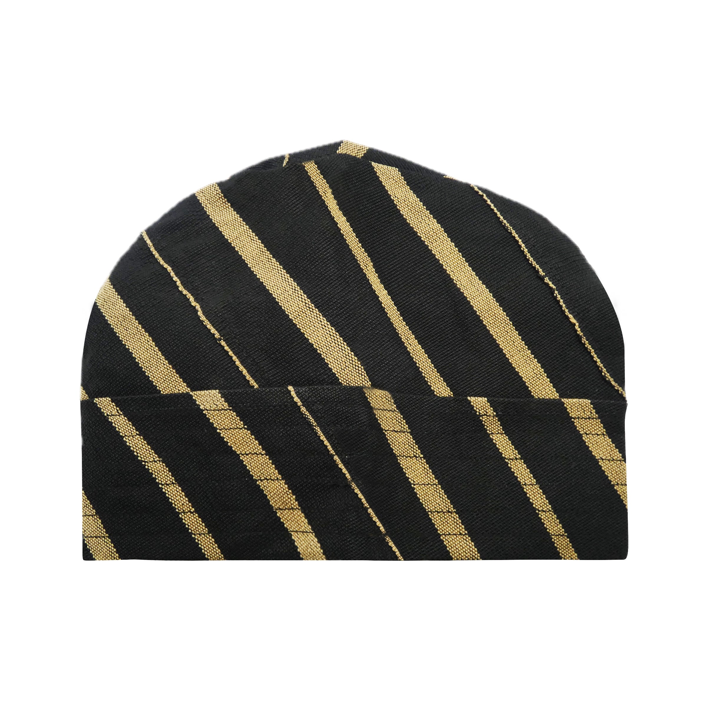 Gold & Black Striped Yoruba Fila – Multi-Stitch Base