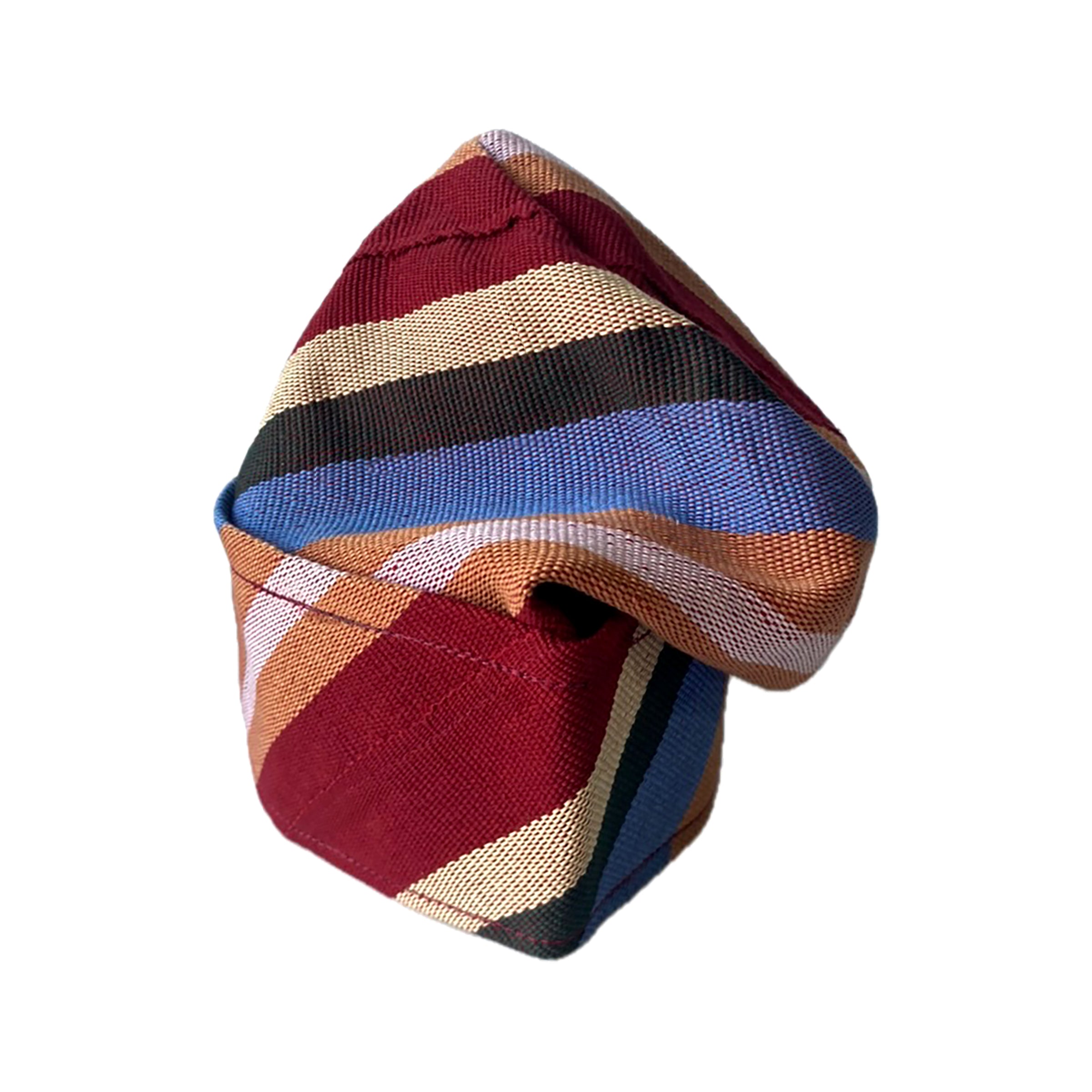 Blue, Red & Beige Yoruba Fila – Folded Base