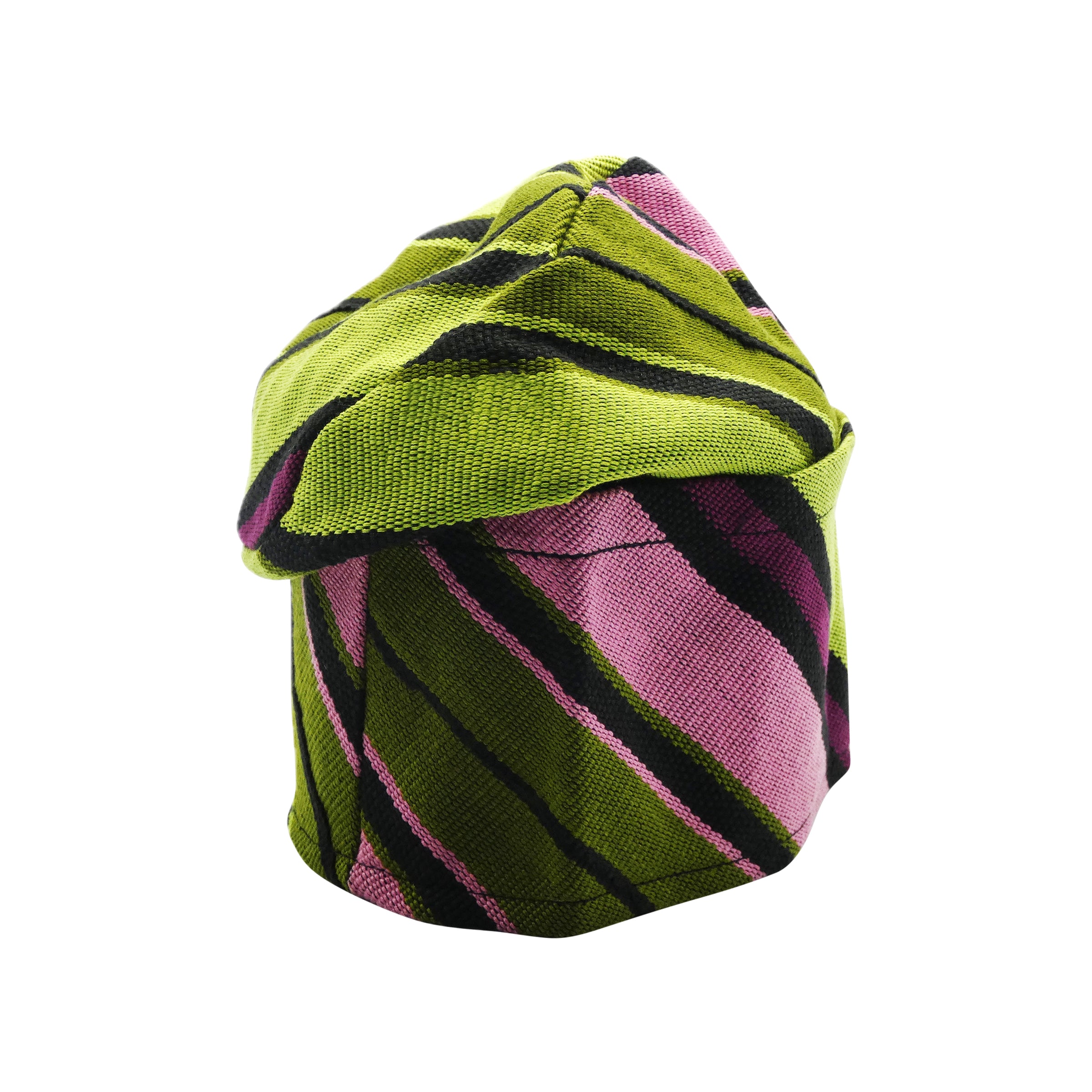 Green & Pink Yoruba Fila – Folded Base