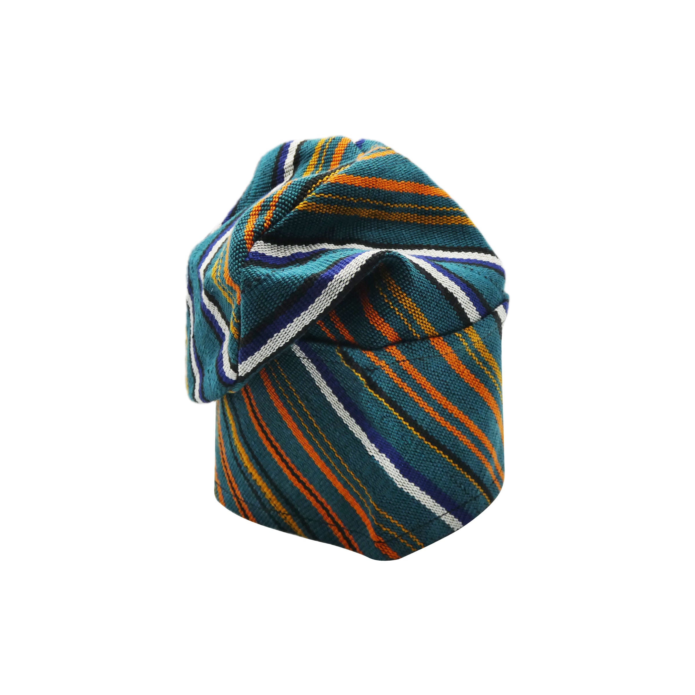 Teal Multi-Colour Yoruba Fila – Folded Base