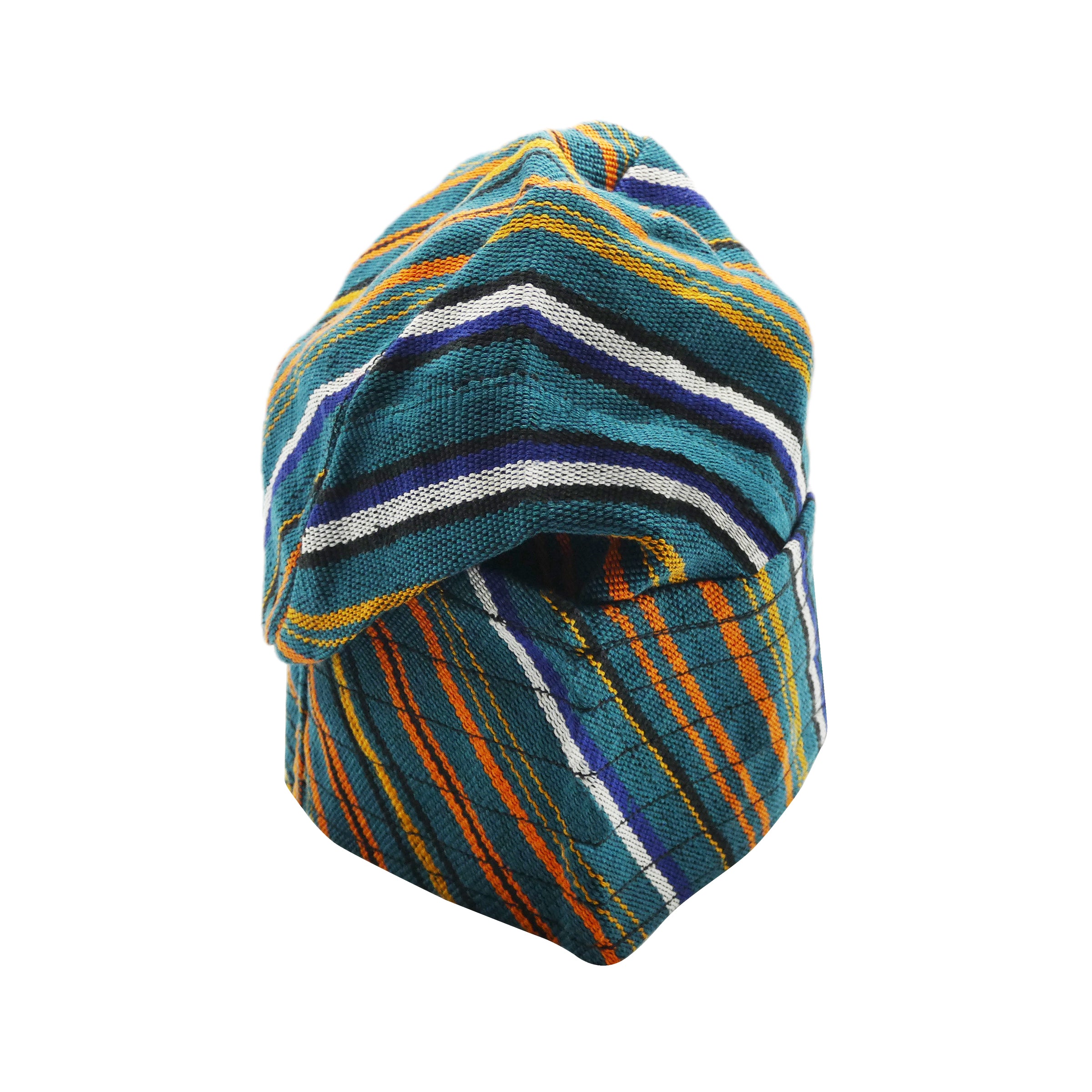Teal Multicolour Yoruba Fila – Multi-Stitch Base