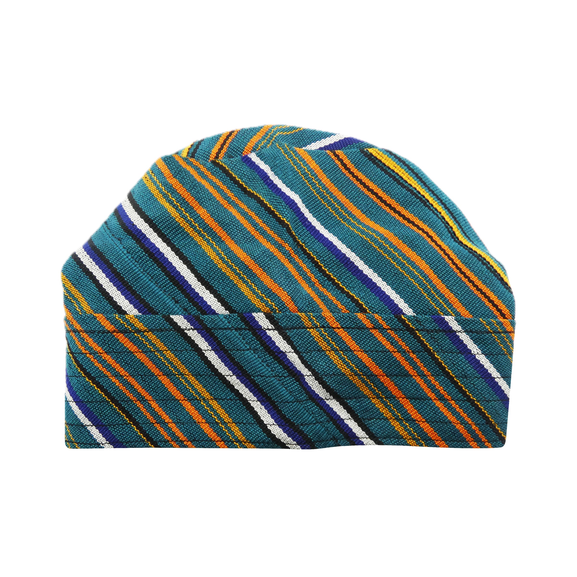 Teal Multicolour Yoruba Fila – Multi-Stitch Base