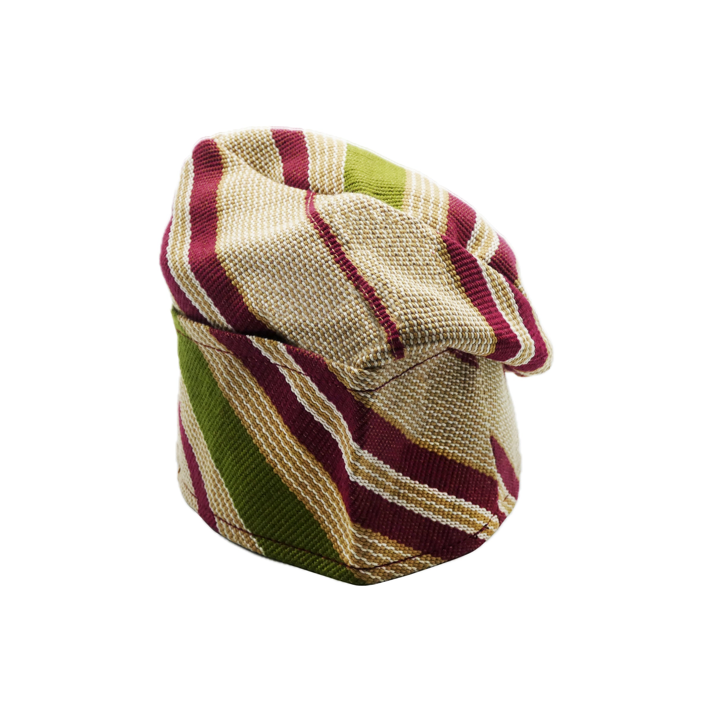 Beige & Maroon Yoruba Fila – Folded Base