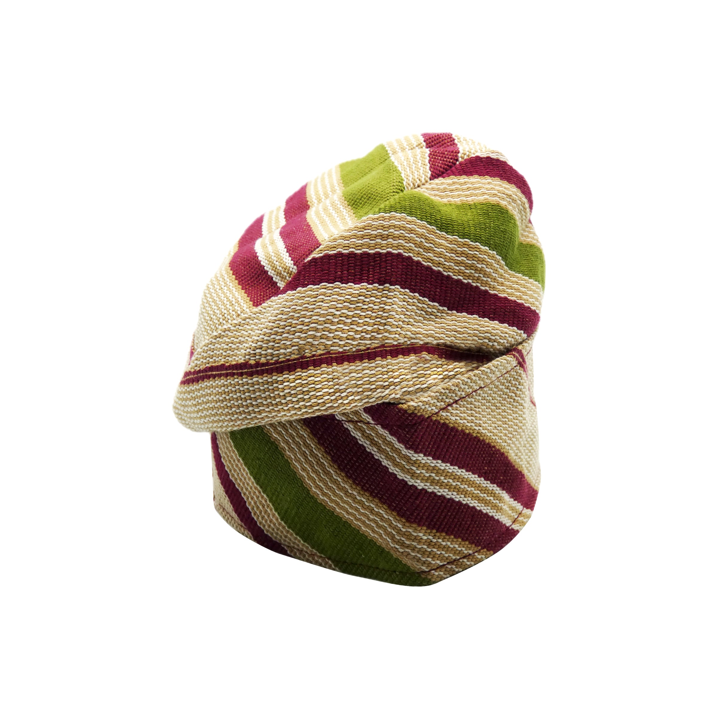 Beige & Maroon Yoruba Fila – Folded Base