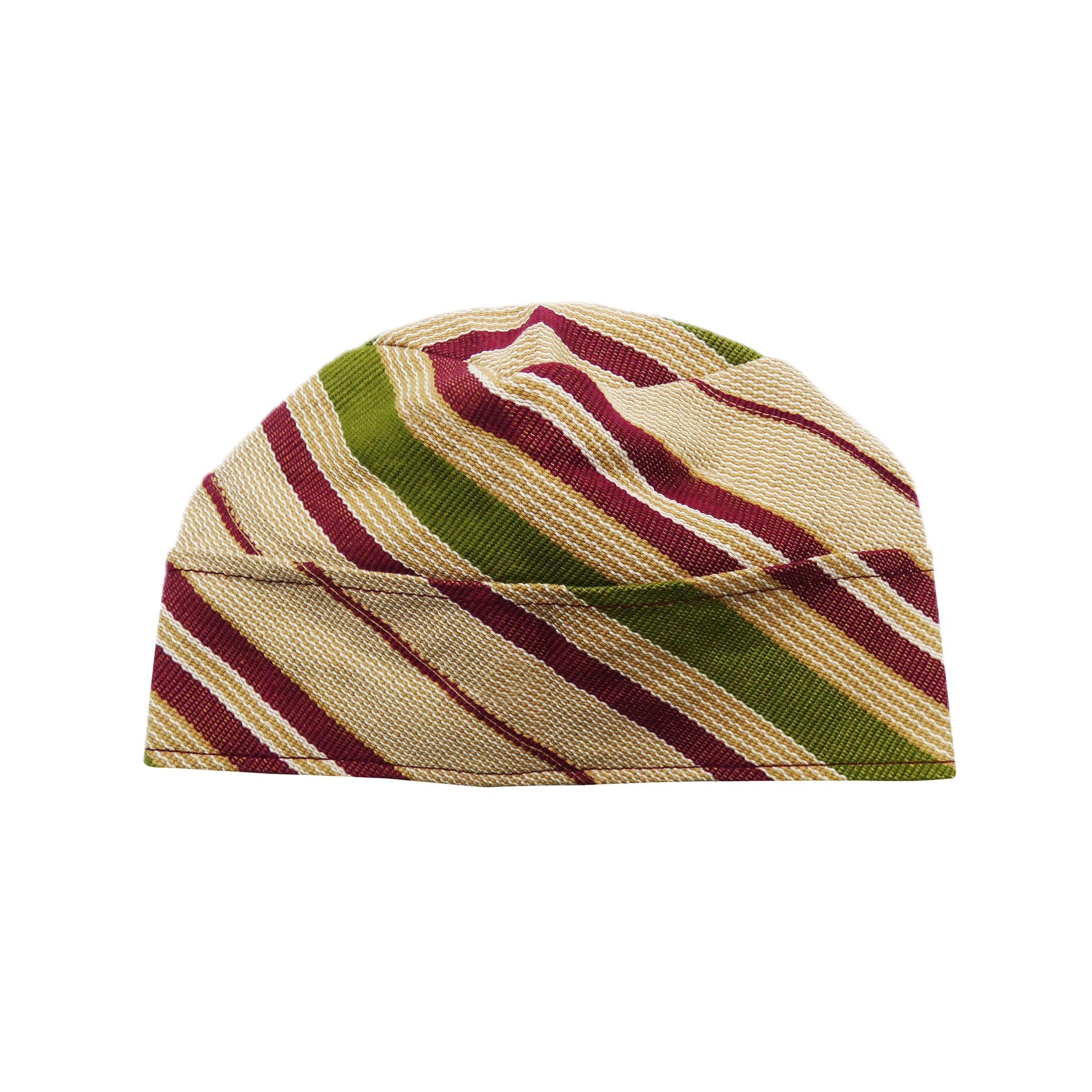 Beige & Maroon Yoruba Fila – Folded Base