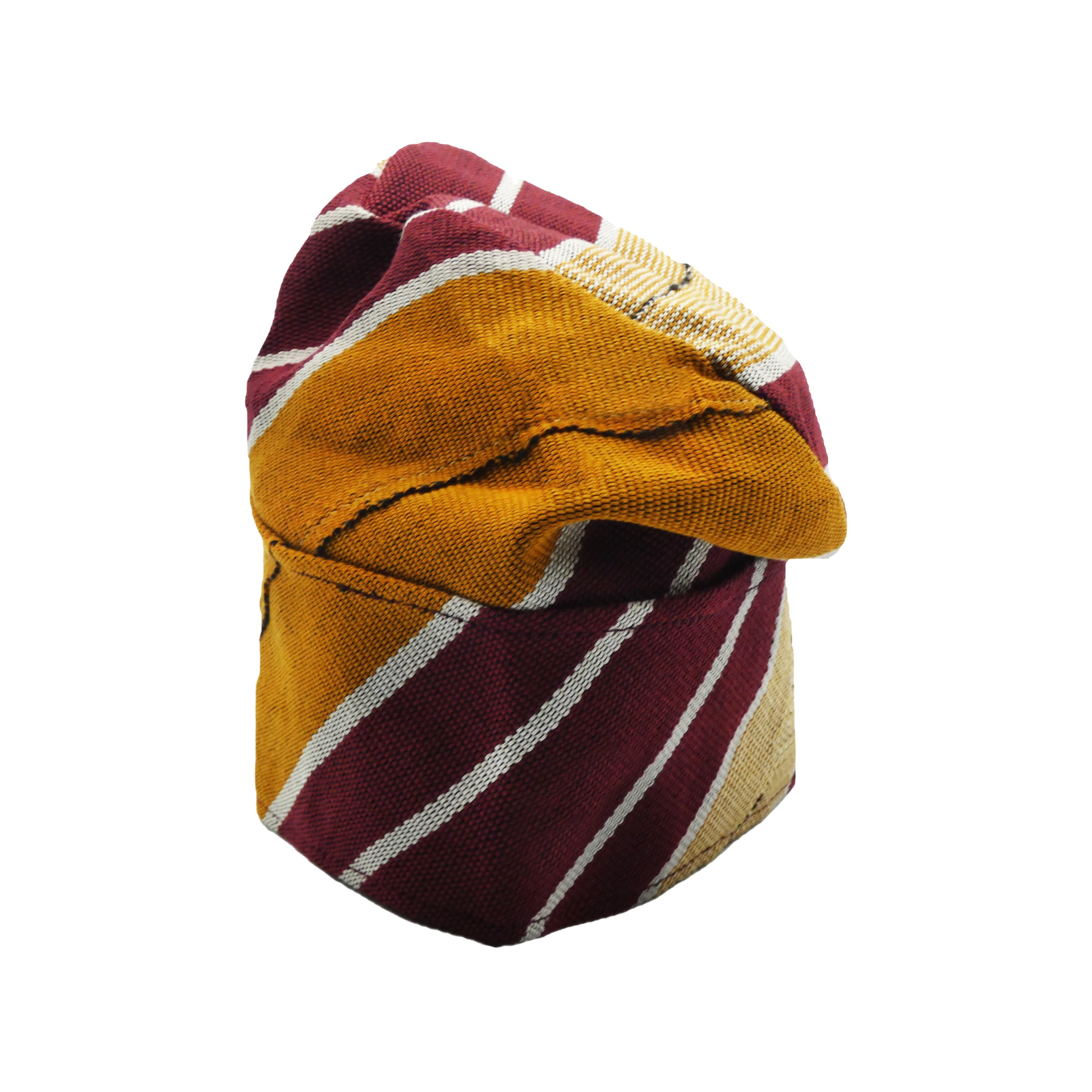 Maroon & Mustard Yoruba Fila – Folded Base