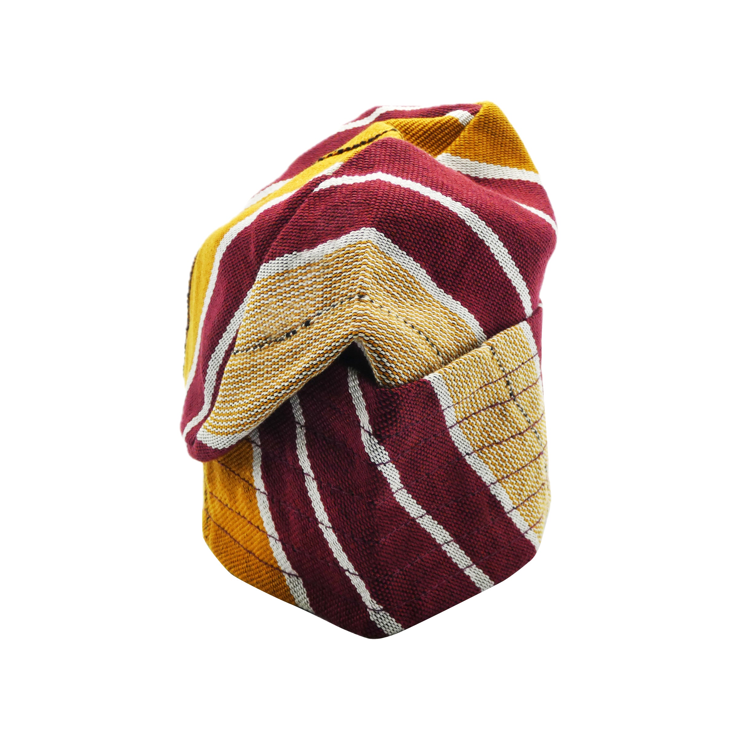 Maroon Mustard Yoruba Fila – Multi-Stitch Base