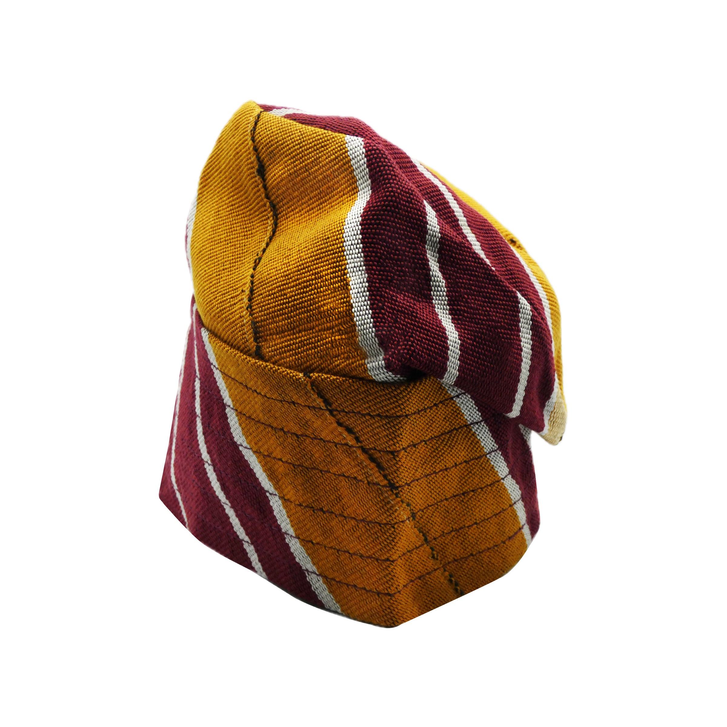 Maroon Mustard Yoruba Fila – Multi-Stitch Base