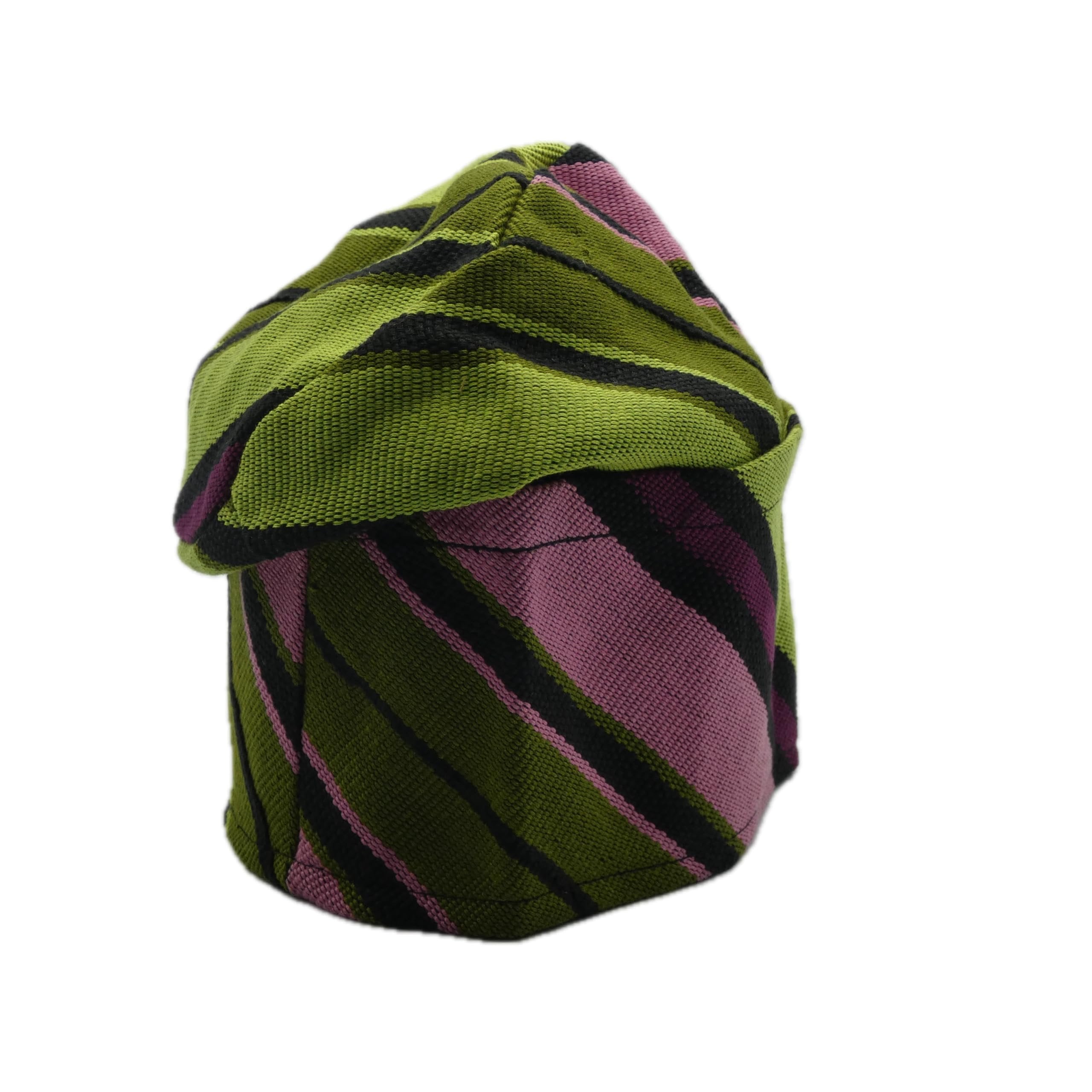 Green & Pink Yoruba Fila – Folded Base
