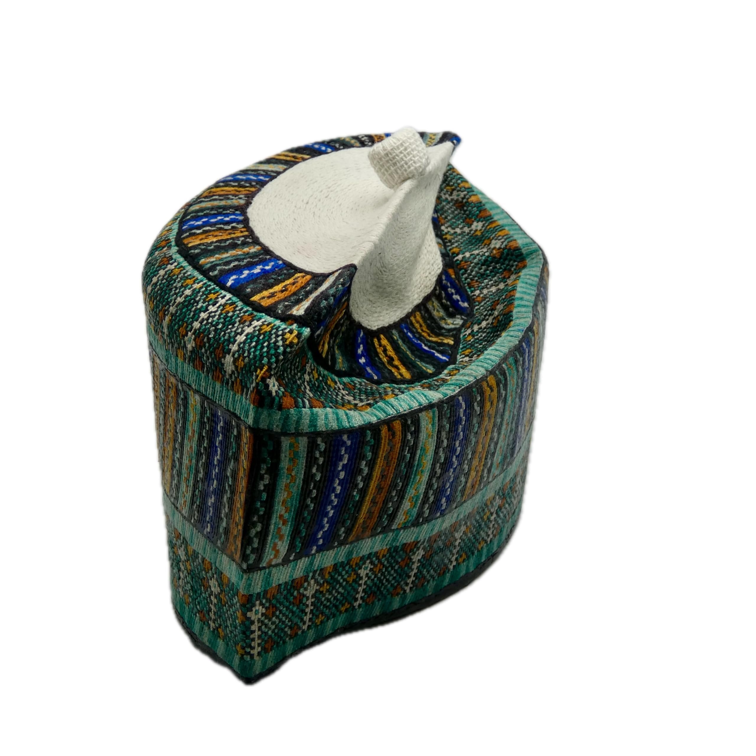 Teal & Gold Hausa Hula Cap 026